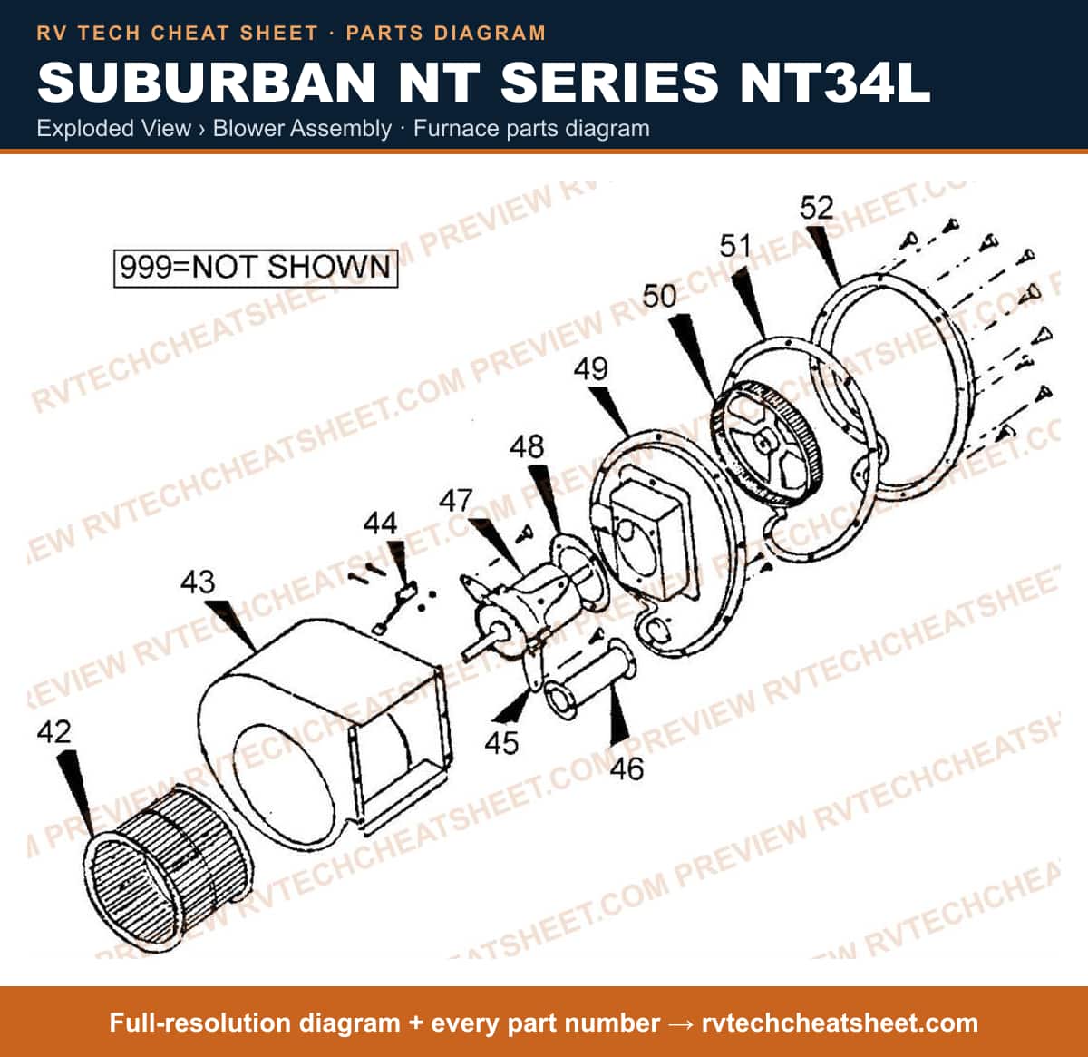 Suburban Nt Series NT34L exploded view › blower assembly — exploded parts diagram 2 of 2