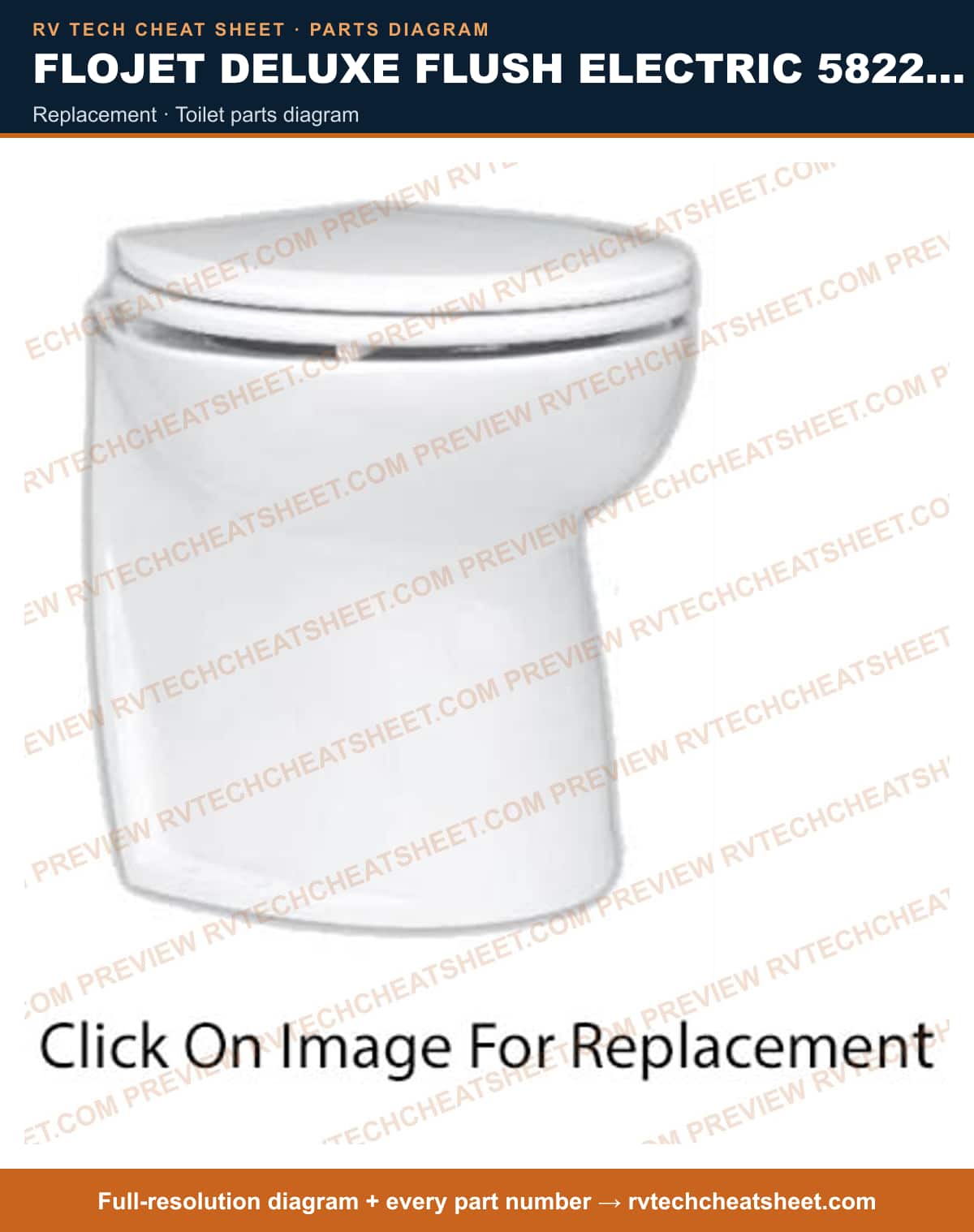 Flojet Deluxe Flush Electric 58220 Series replacement — exploded parts diagram 1 of 3