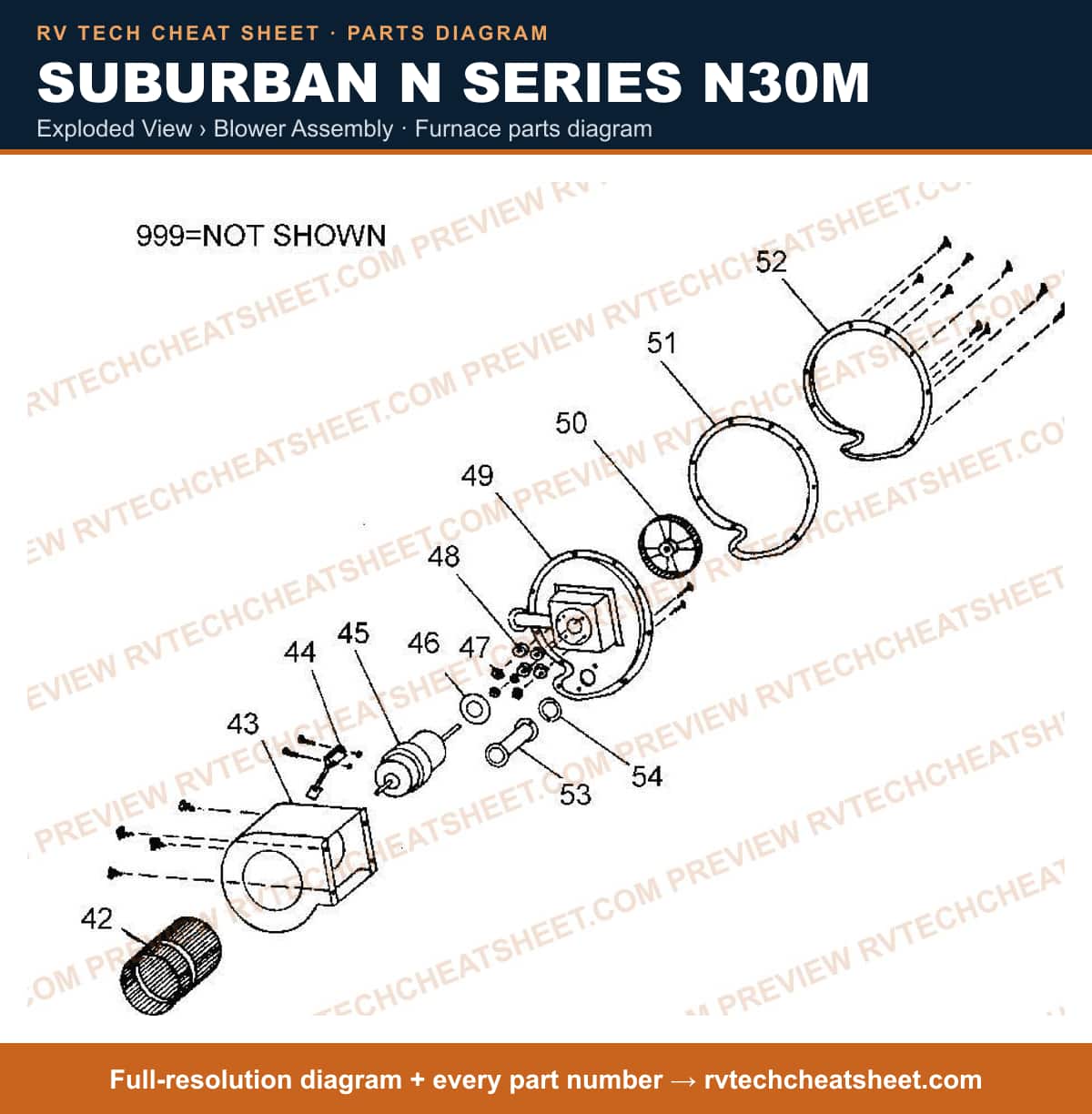 Suburban N Series N30M exploded view › blower assembly — exploded parts diagram