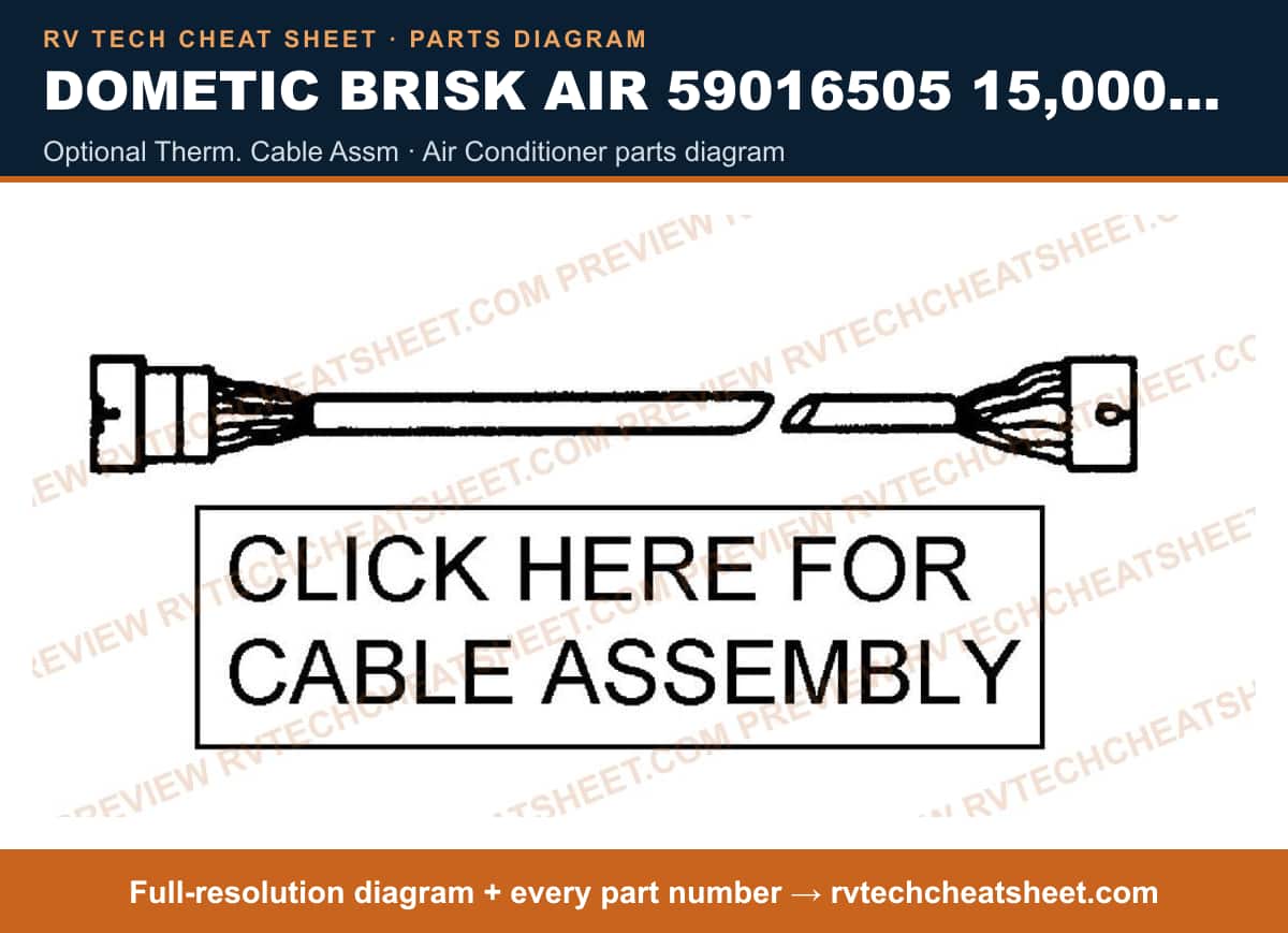 Dometic Brisk Air 59016505 15,000 BTU optional therm. cable assm — parts list sheet