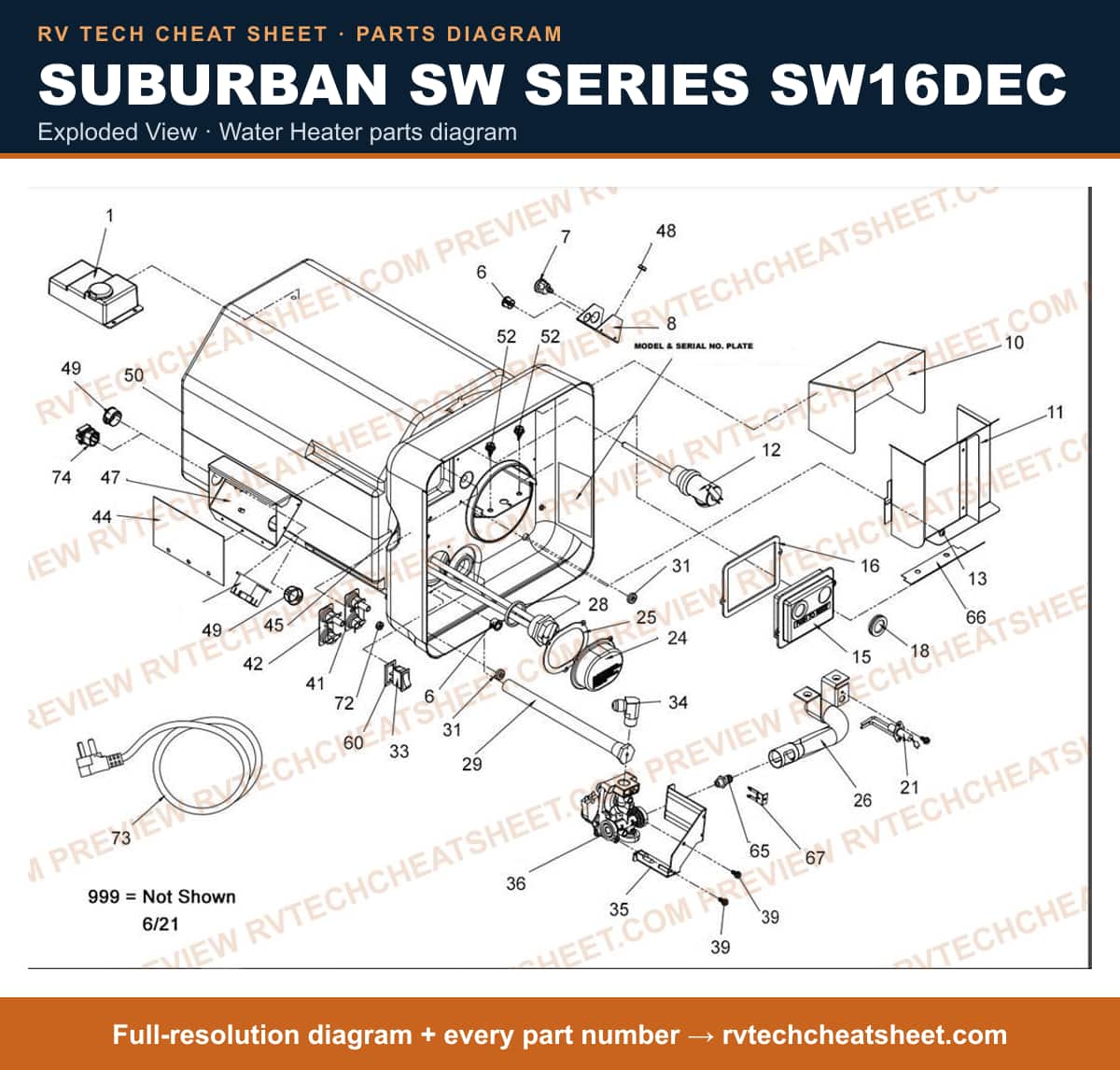 Suburban Sw Series SW16DEC exploded view — exploded parts diagram