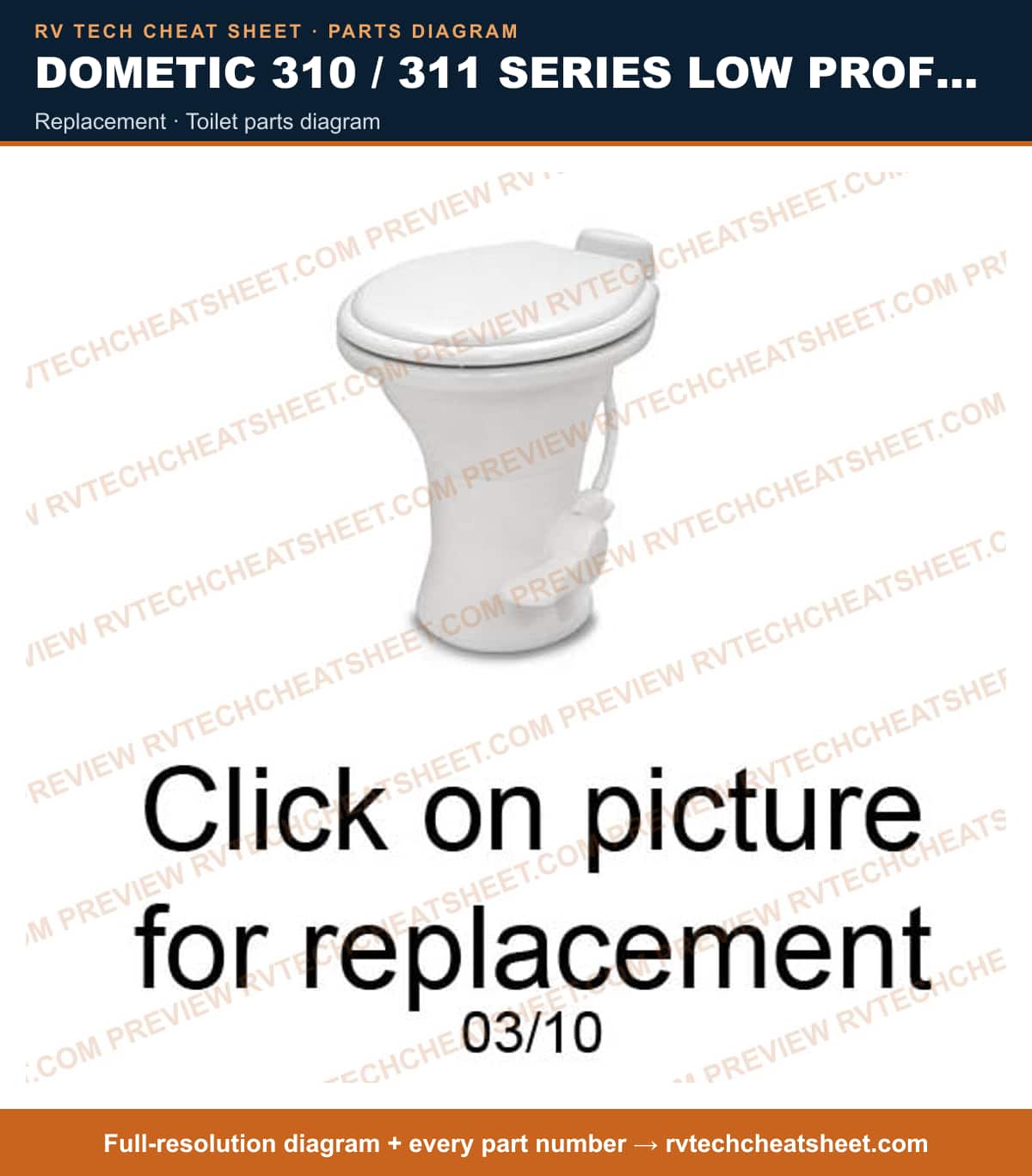 Dometic 310 / 311 Series Low Profile replacement — exploded parts diagram 2 of 3