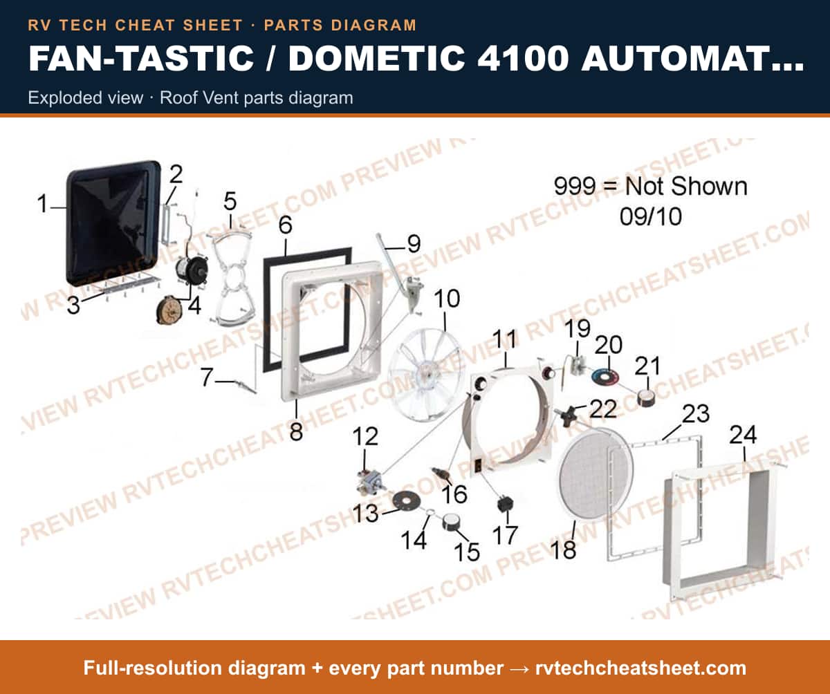 Fan-Tastic / Dometic 4100 Automatic exploded view — exploded parts diagram