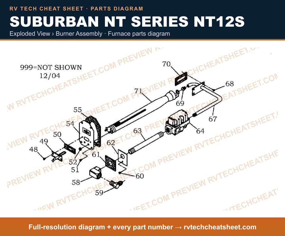 Suburban Nt Series NT12S exploded view › burner assembly — exploded parts diagram