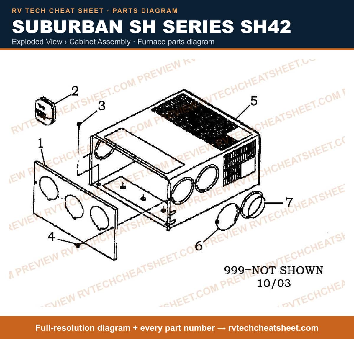 Suburban Sh Series SH42 exploded view › cabinet assembly — exploded parts diagram