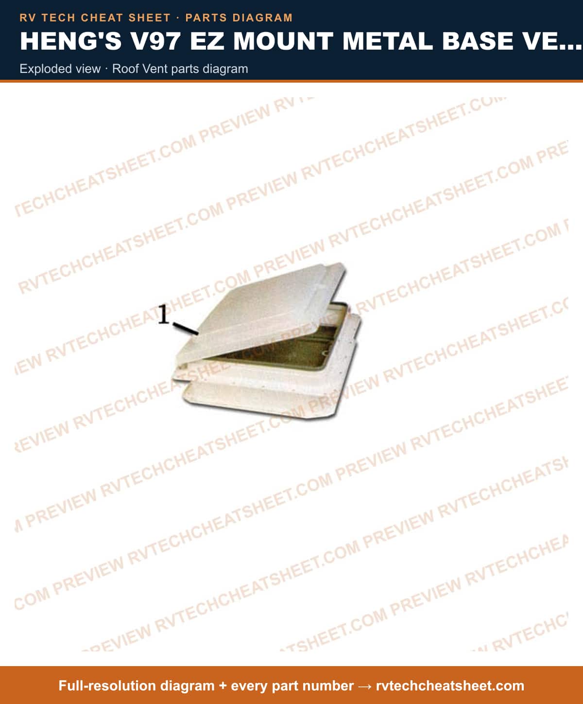 Heng's V97 Ez Mount Metal Base Vent exploded view — exploded parts diagram