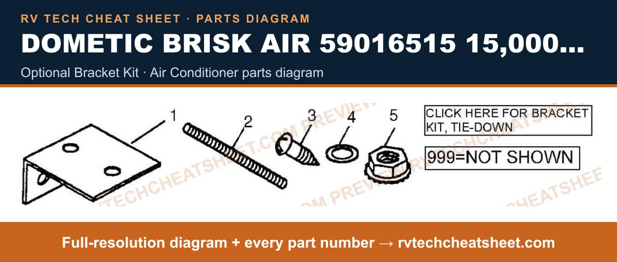 Dometic Brisk Air 59016515 15,000 BTU optional bracket kit — parts list sheet