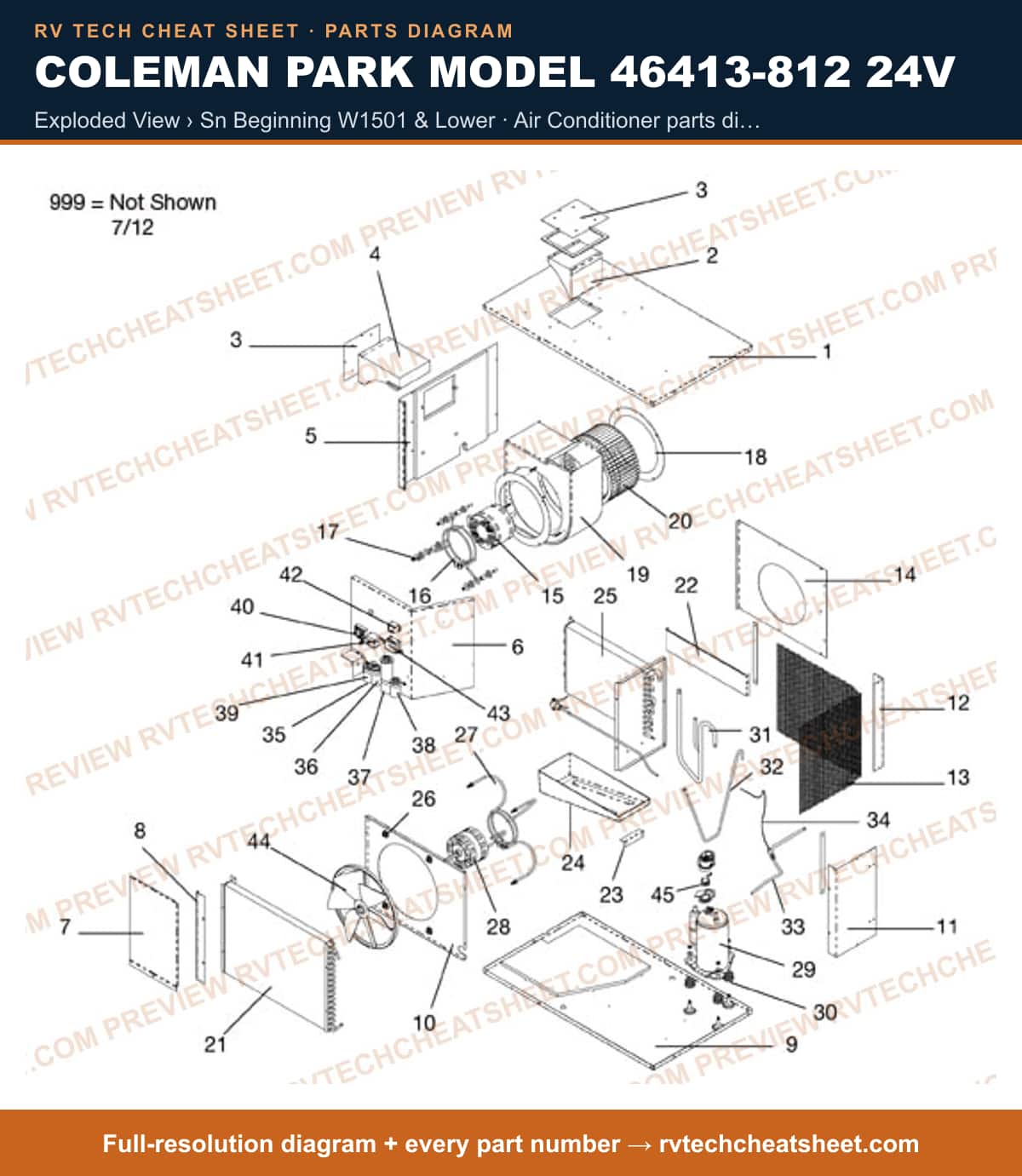 Coleman Park Model 46413-812 24V exploded view › sn beginning w1501 & lower — exploded parts diagram