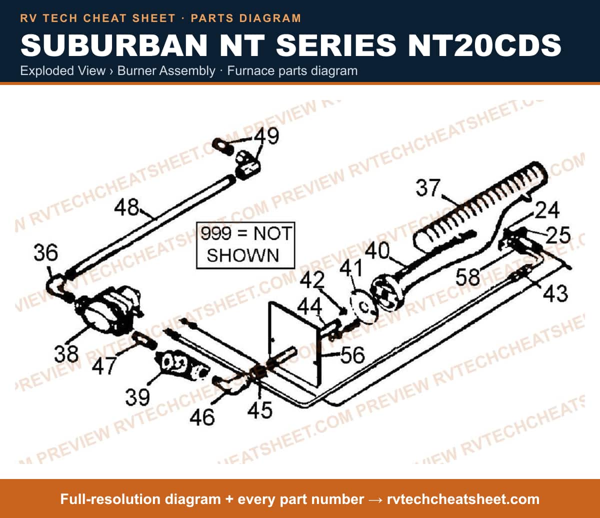 Suburban Nt Series NT20CDS exploded view › burner assembly — exploded parts diagram