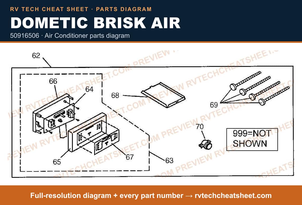 Dometic Brisk Air 50916506 — parts list sheet