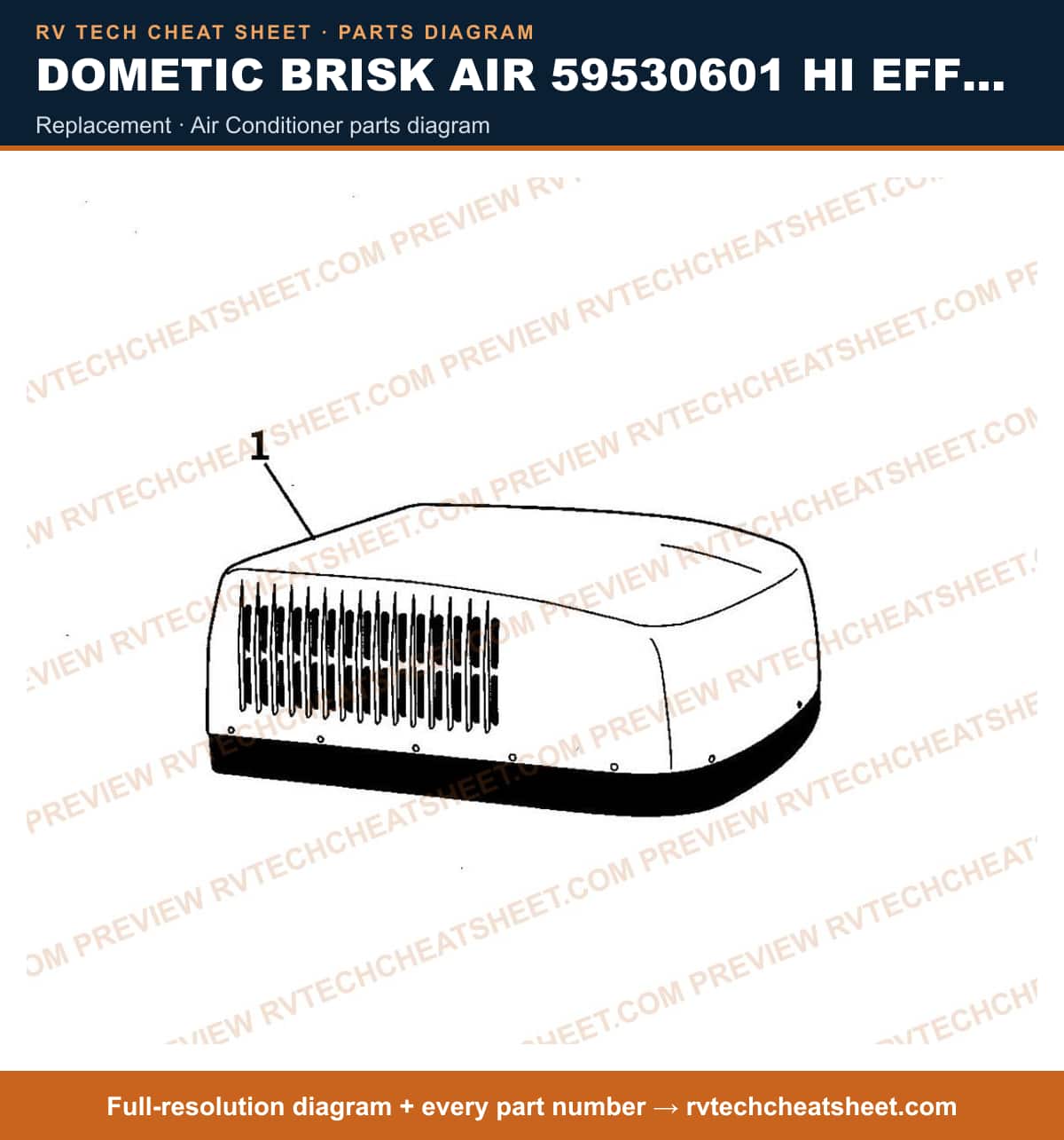 Dometic Brisk Air 59530601 Hi Effeciency replacement — exploded parts diagram