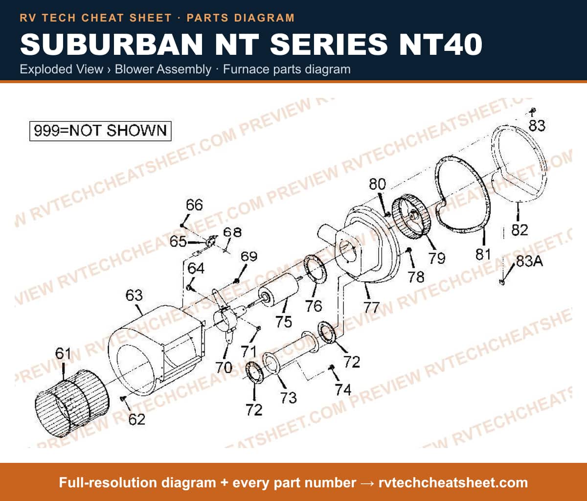 Suburban Nt Series NT40 exploded view › blower assembly — exploded parts diagram 1 of 2