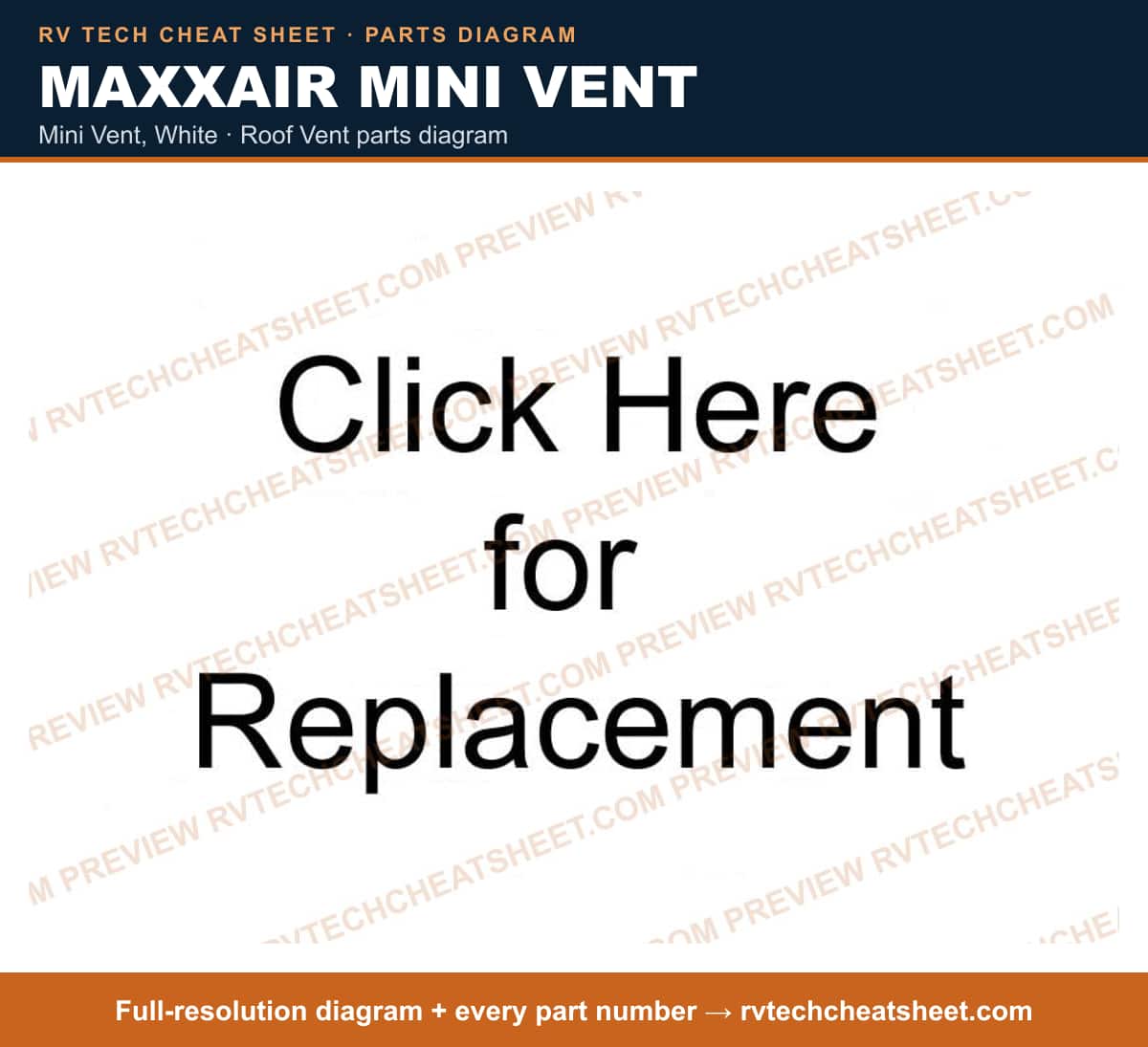 MaxxAir Mini Vent mini vent, white — exploded parts diagram 1 of 2