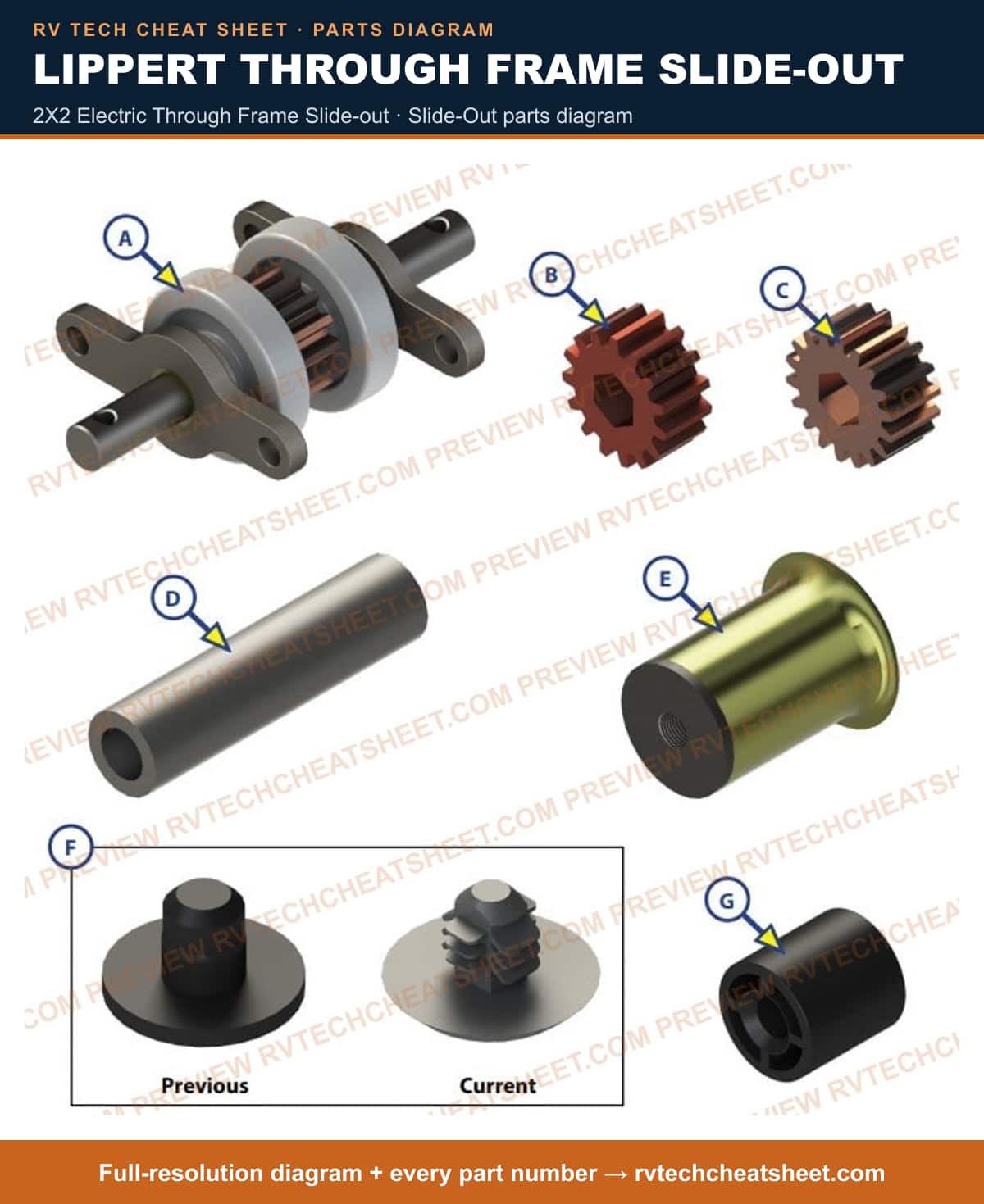 Lippert Through Frame Slide-out 2x2 electric through frame slide-out — exploded parts diagram 8 of 8