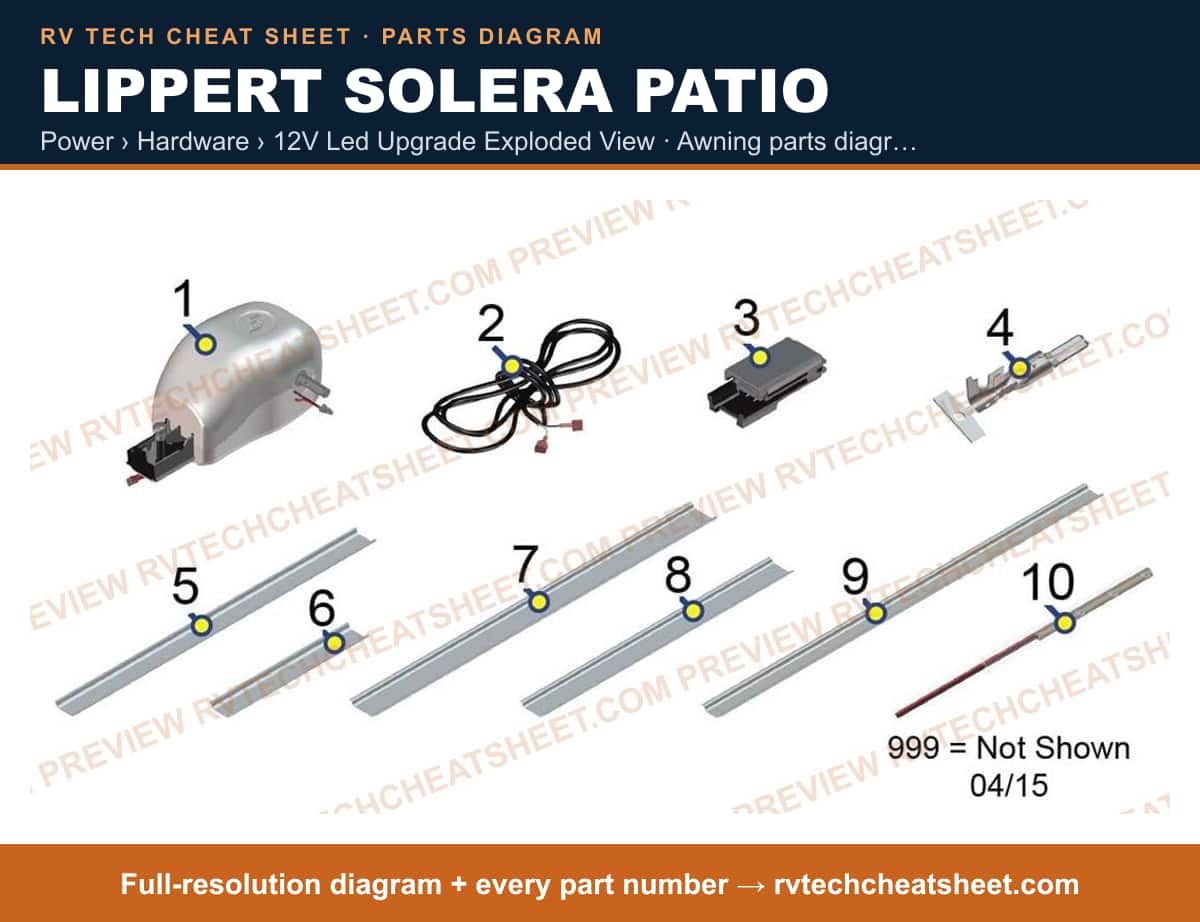 Lippert Solera Patio power › hardware › 12v led upgrade exploded view — exploded parts diagram