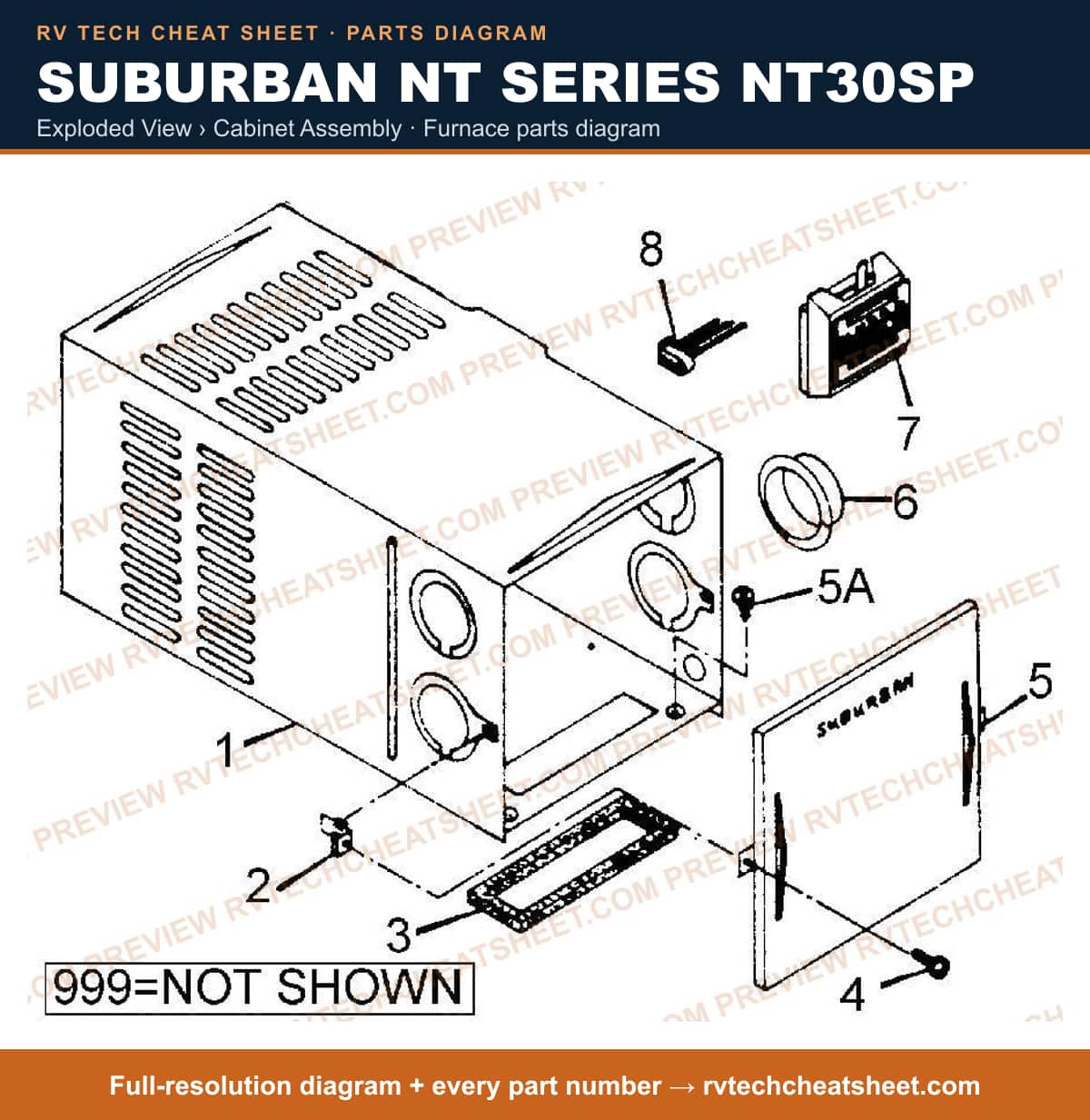Suburban Nt Series NT30SP exploded view › cabinet assembly — exploded parts diagram 1 of 2