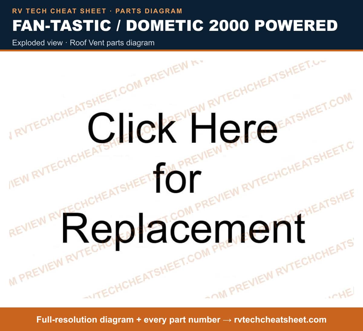 Fan-Tastic / Dometic 2000 Powered exploded view — exploded parts diagram 1 of 2