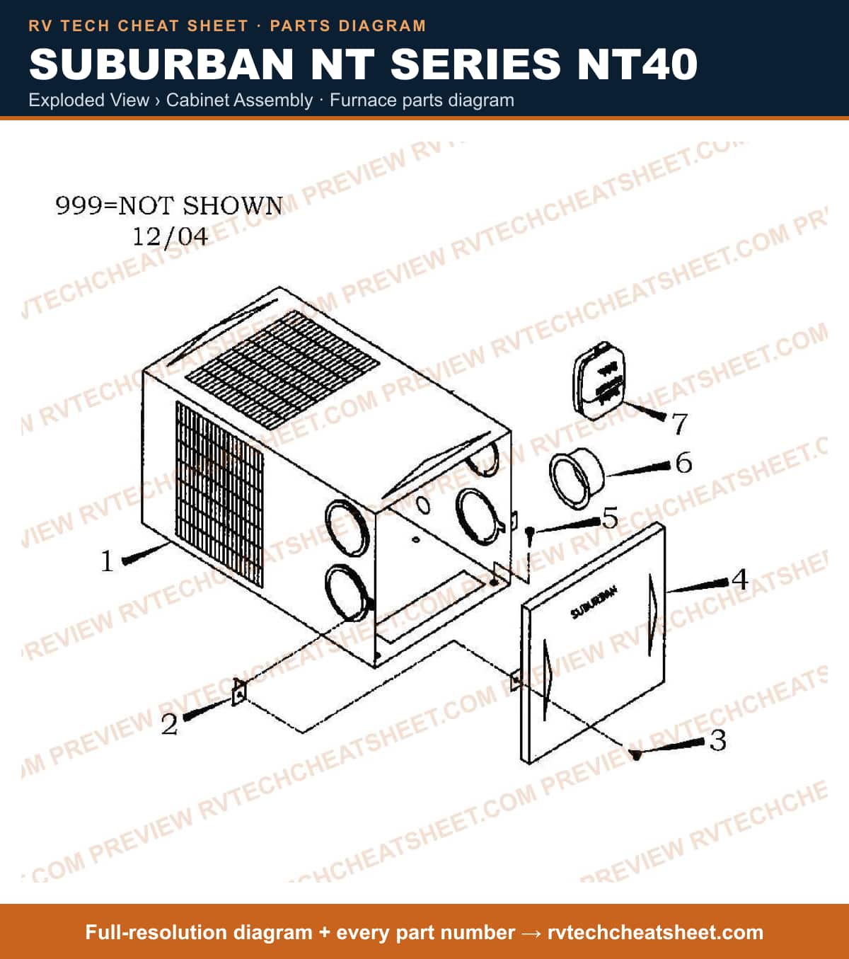 Suburban Nt Series NT40 exploded view › cabinet assembly — exploded parts diagram 2 of 2