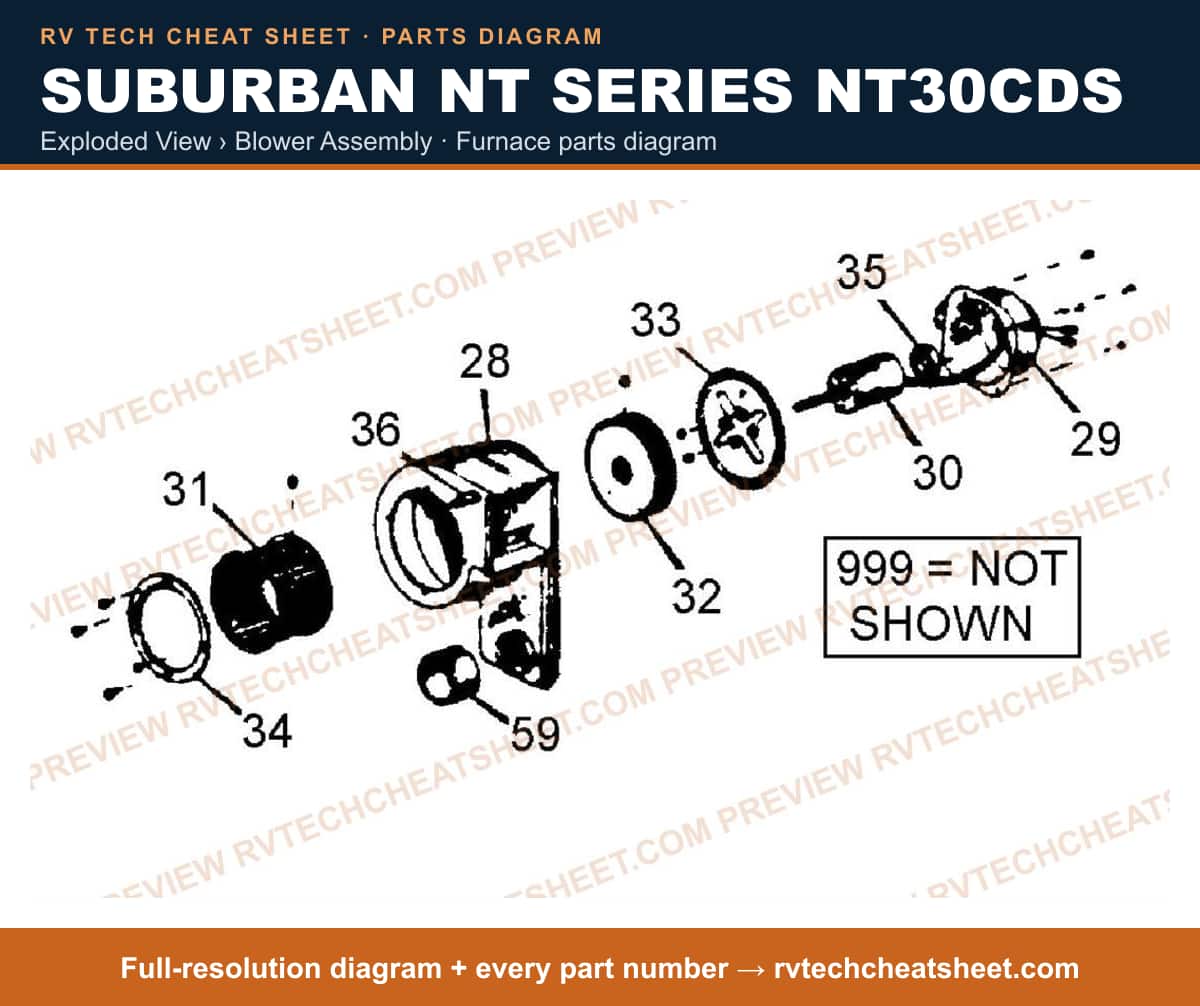 Suburban Nt Series NT30CDS exploded view › blower assembly — exploded parts diagram 2 of 2