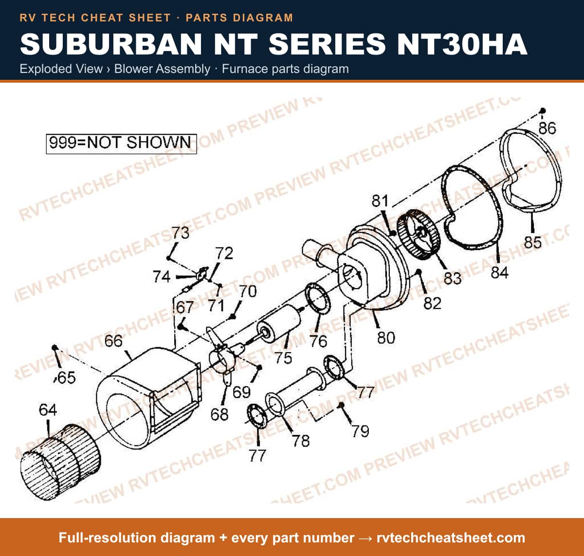 Suburban Nt Series NT30HA exploded view › blower assembly — exploded parts diagram 2 of 2