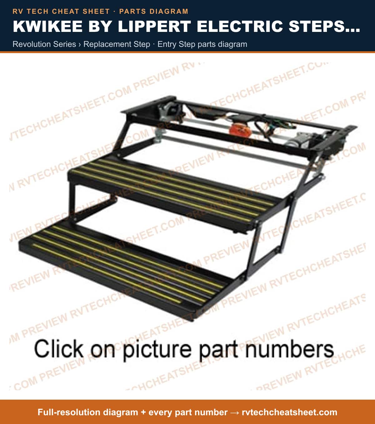 Kwikee by Lippert Electric Steps Double Step revolution series › replacement step — exploded parts diagram 1 of 3