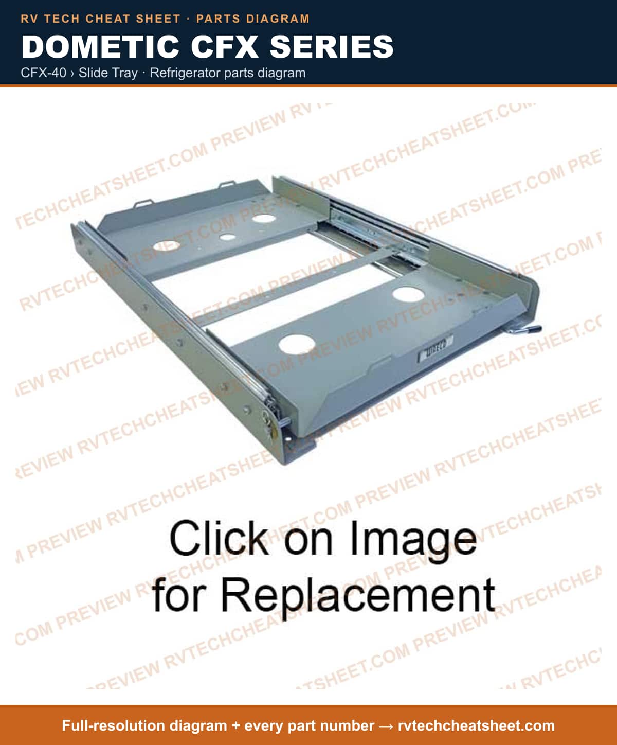 Dometic Cfx Series cfx-40 › slide tray — parts list sheet