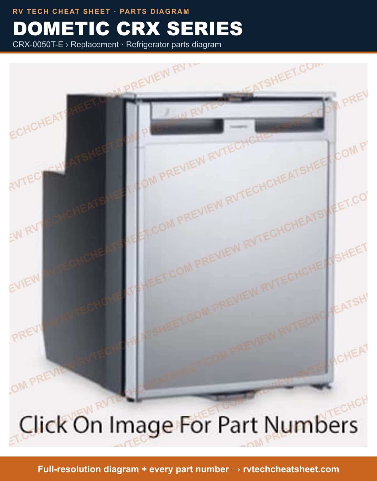 Dometic Crx Series crx-0050t-e › replacement — parts list sheet