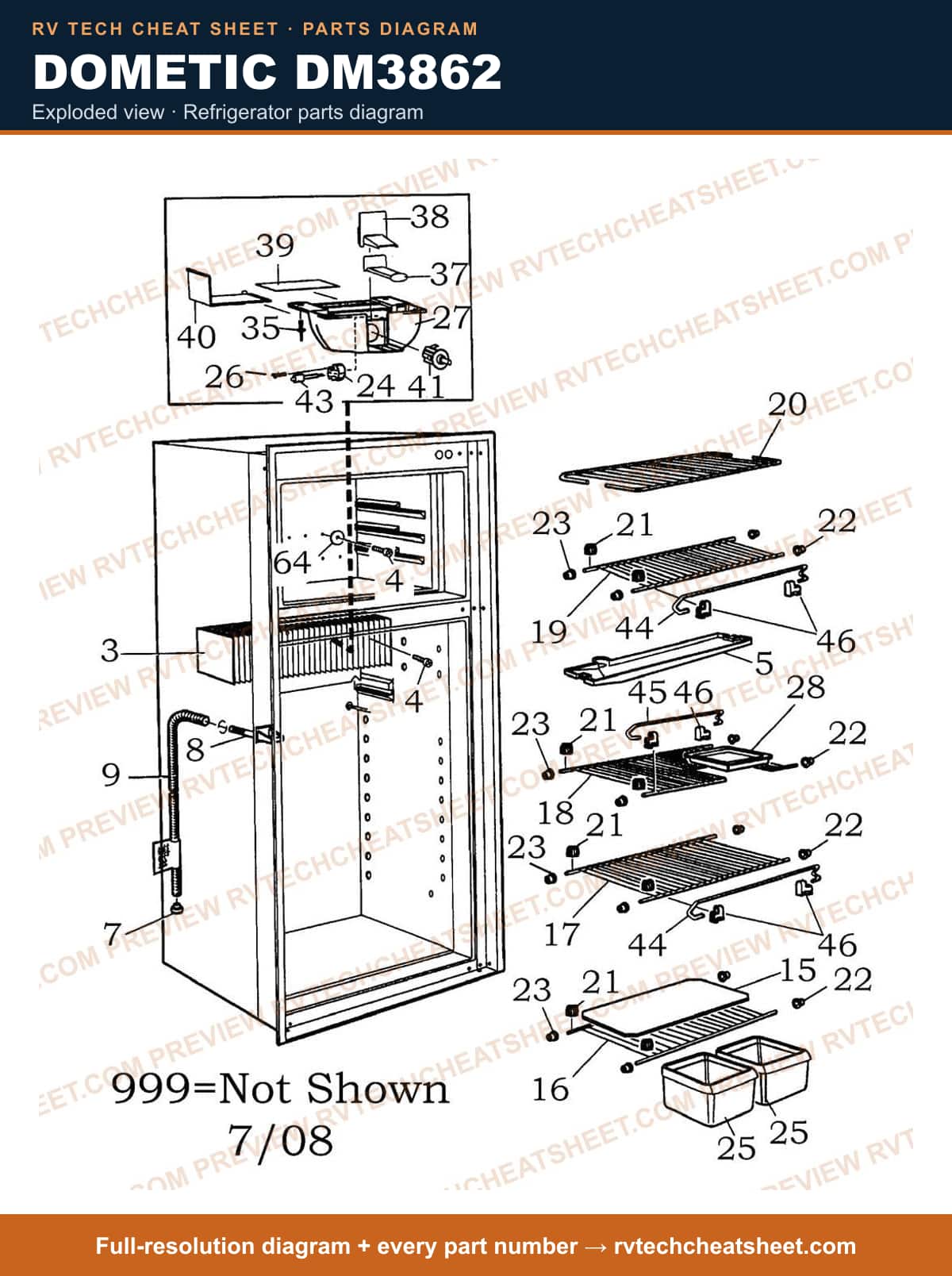 Dometic DM3862 exploded view — exploded parts diagram 3 of 5