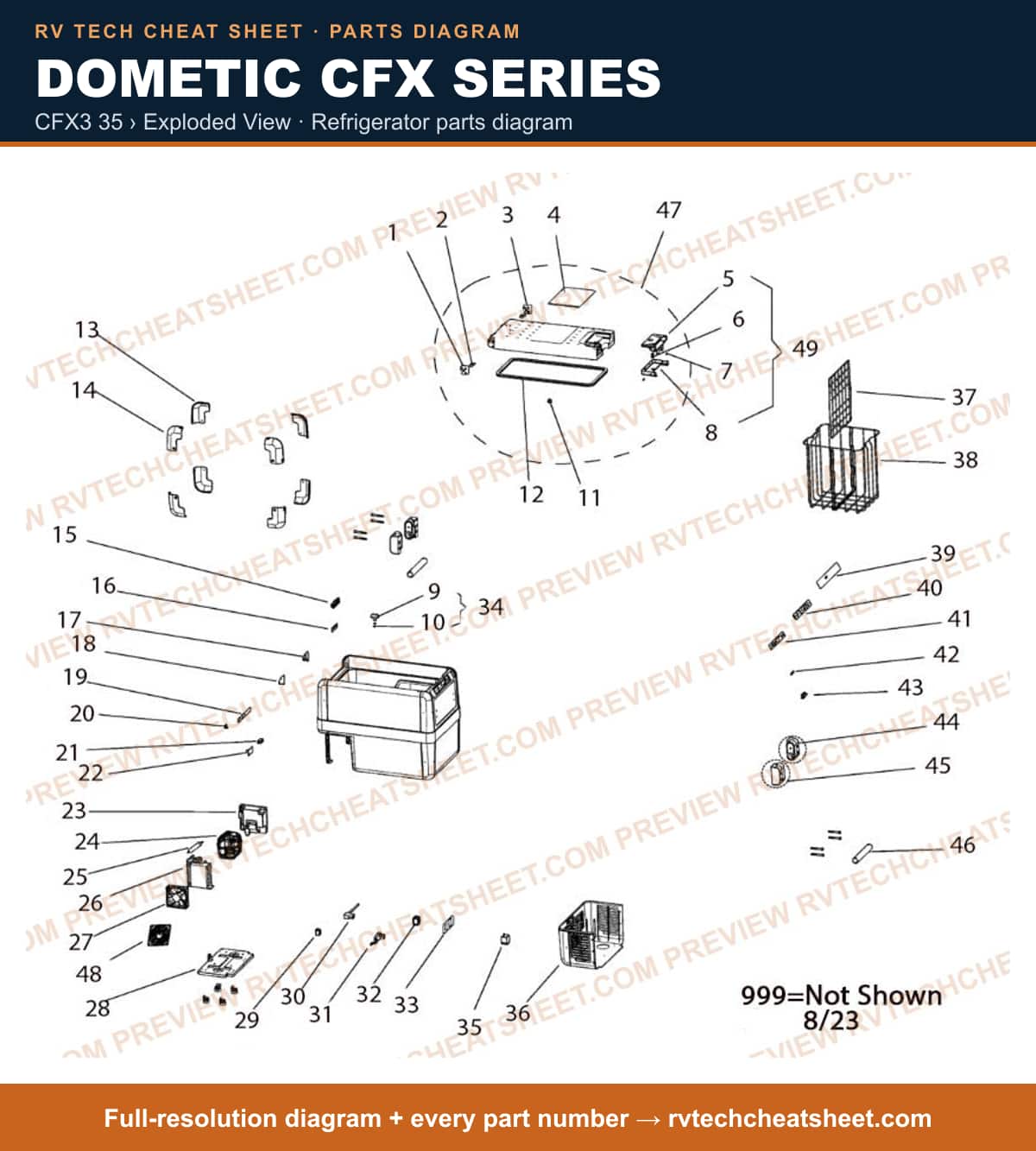 Dometic Cfx Series cfx3 35 › exploded view — parts list sheet