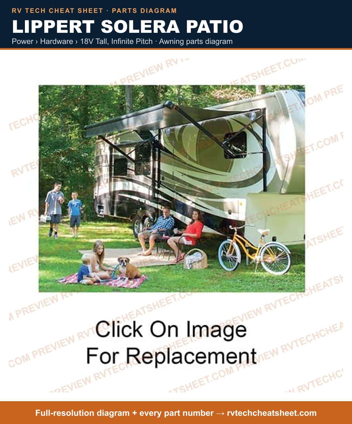Lippert Solera Patio power › hardware › 18v tall, infinite pitch — exploded parts diagram