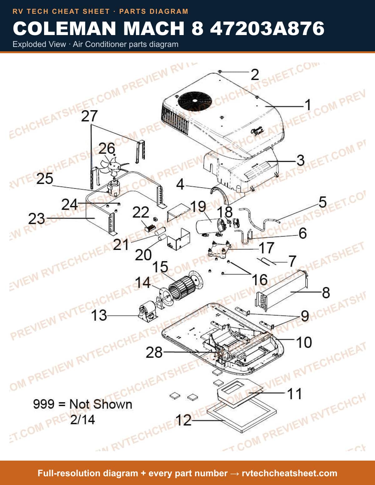 Coleman Mach 8 47203A876 exploded view — exploded parts diagram