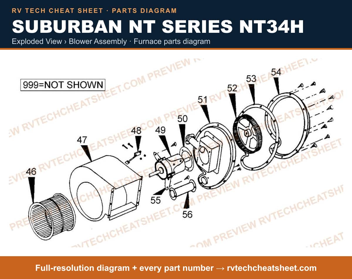 Suburban Nt Series NT34H exploded view › blower assembly — exploded parts diagram 2 of 2