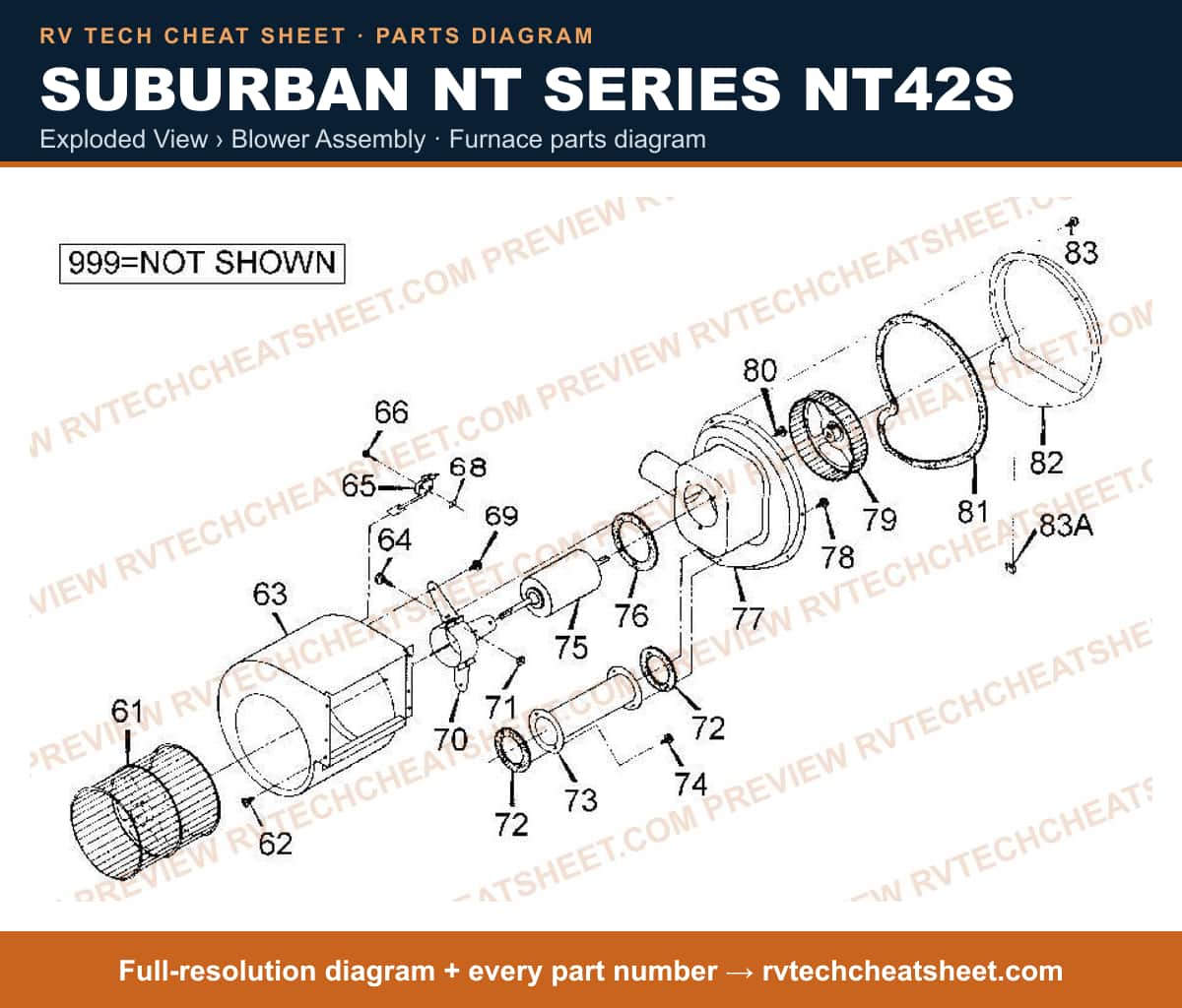 Suburban Nt Series NT42S exploded view › blower assembly — exploded parts diagram 1 of 2