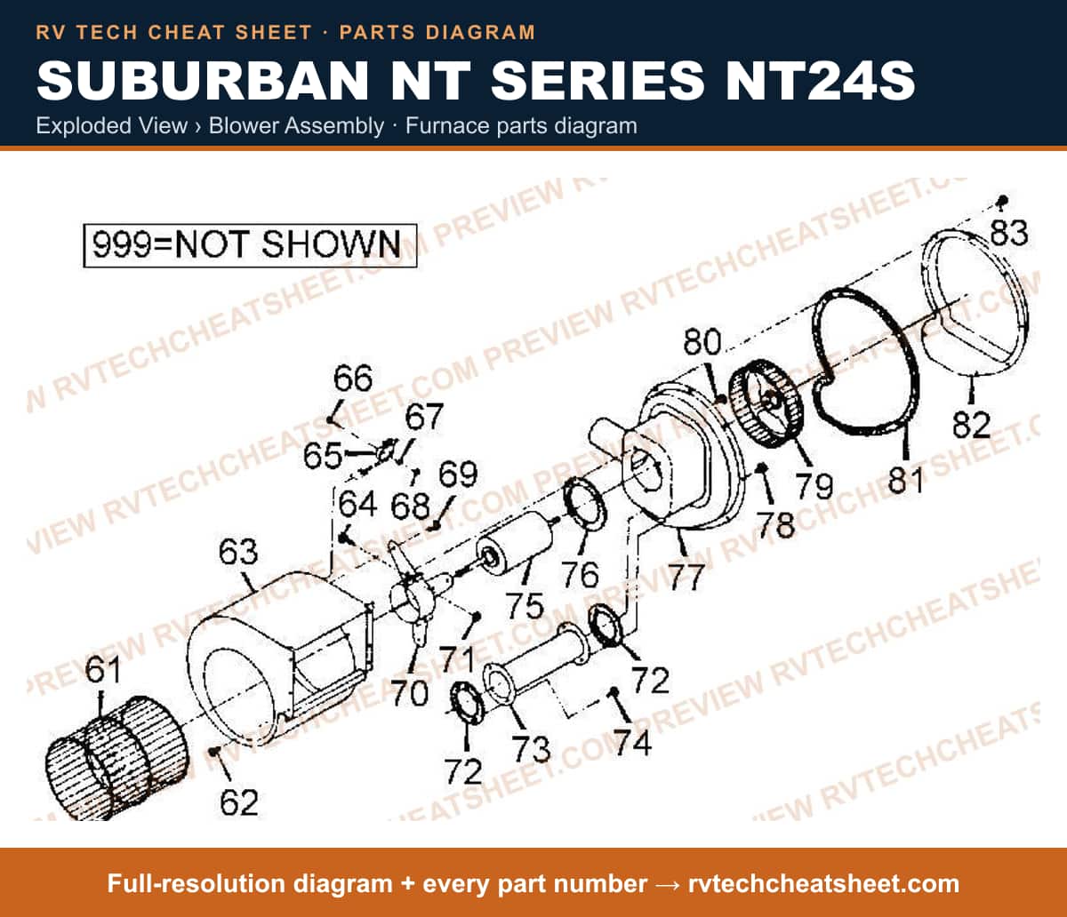 Suburban Nt Series NT24S exploded view › blower assembly — exploded parts diagram