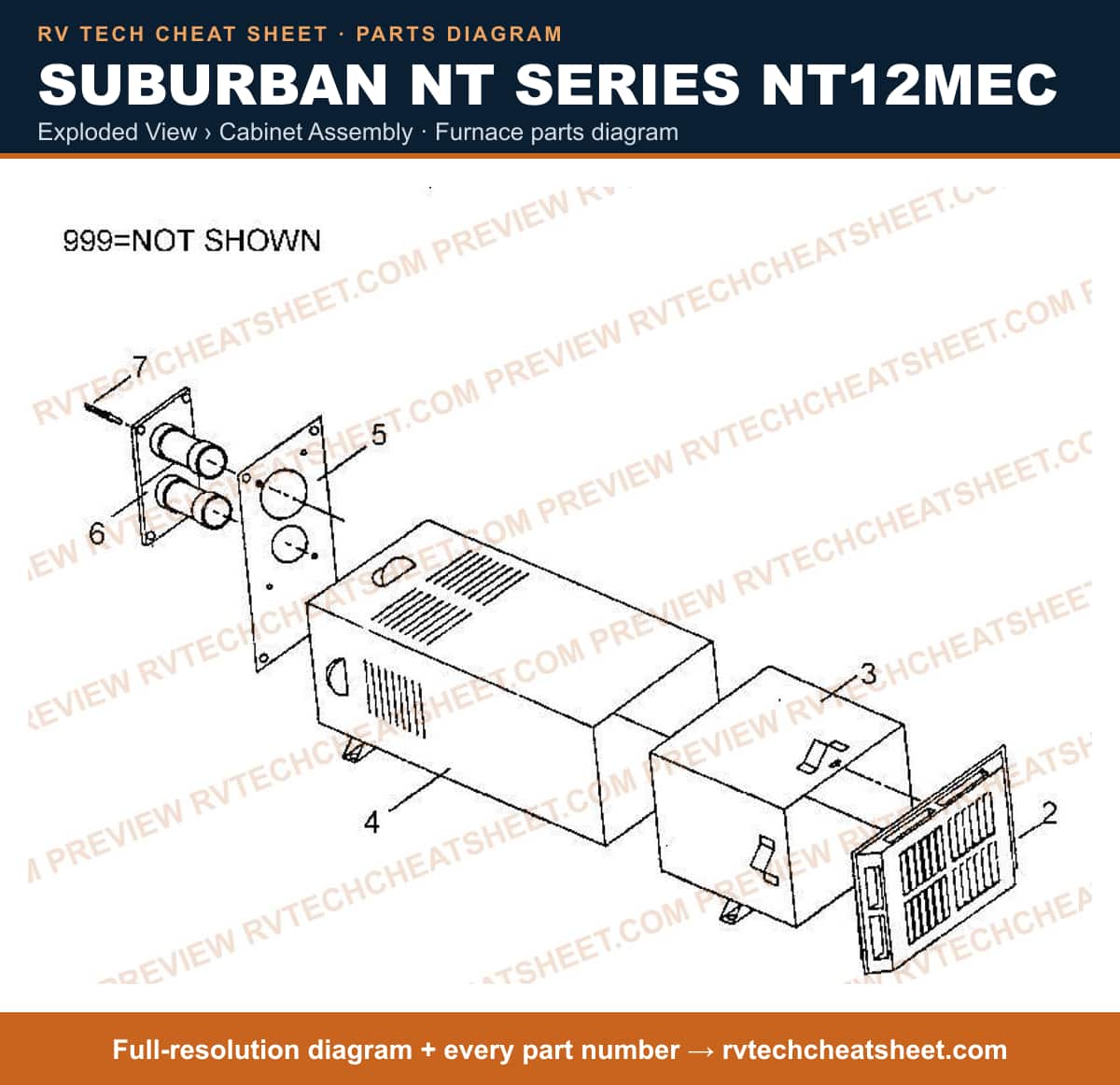 Suburban Nt Series NT12MEC exploded view › cabinet assembly — exploded parts diagram 2 of 2