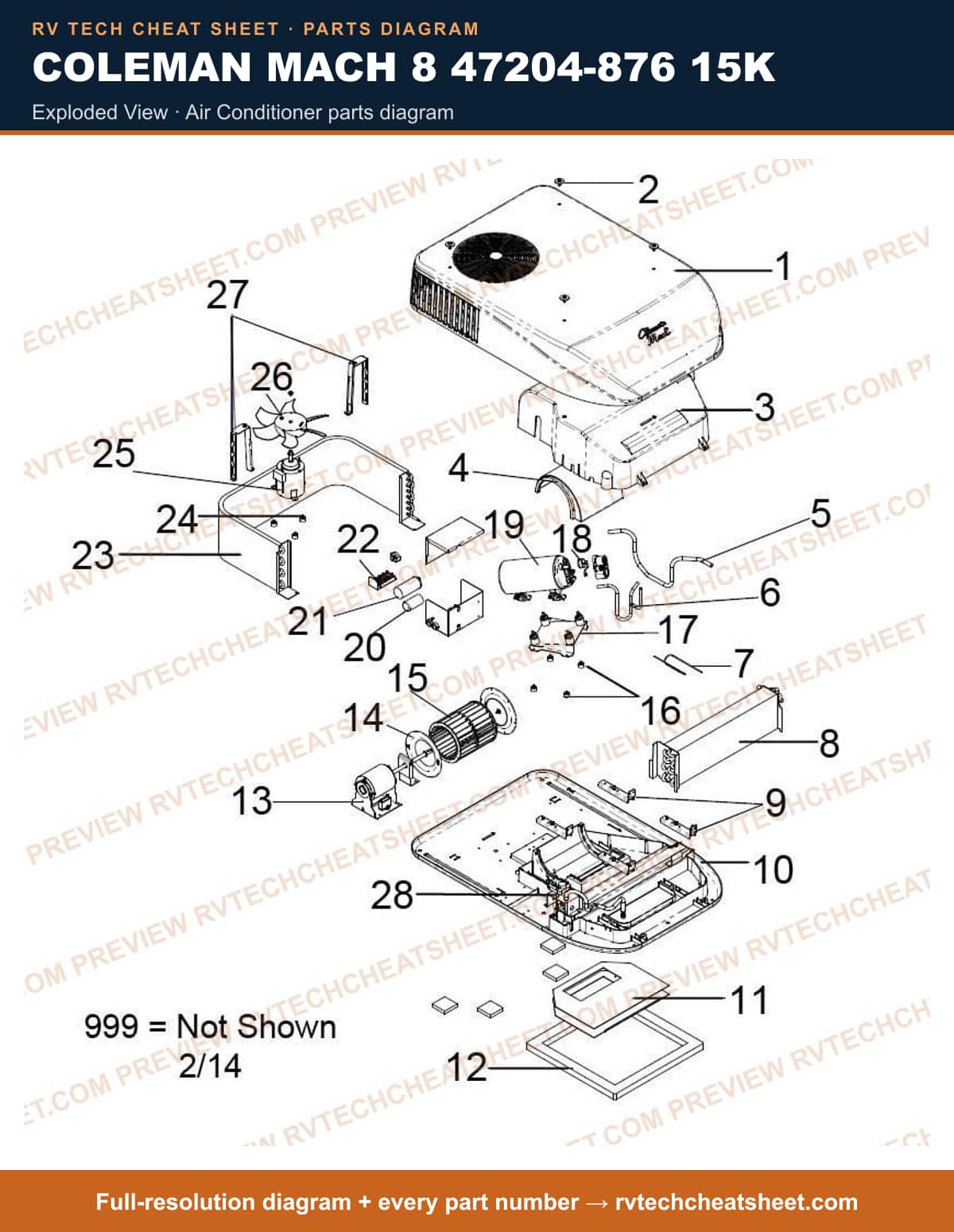 Coleman Mach 8 47204-876 15K exploded view — exploded parts diagram