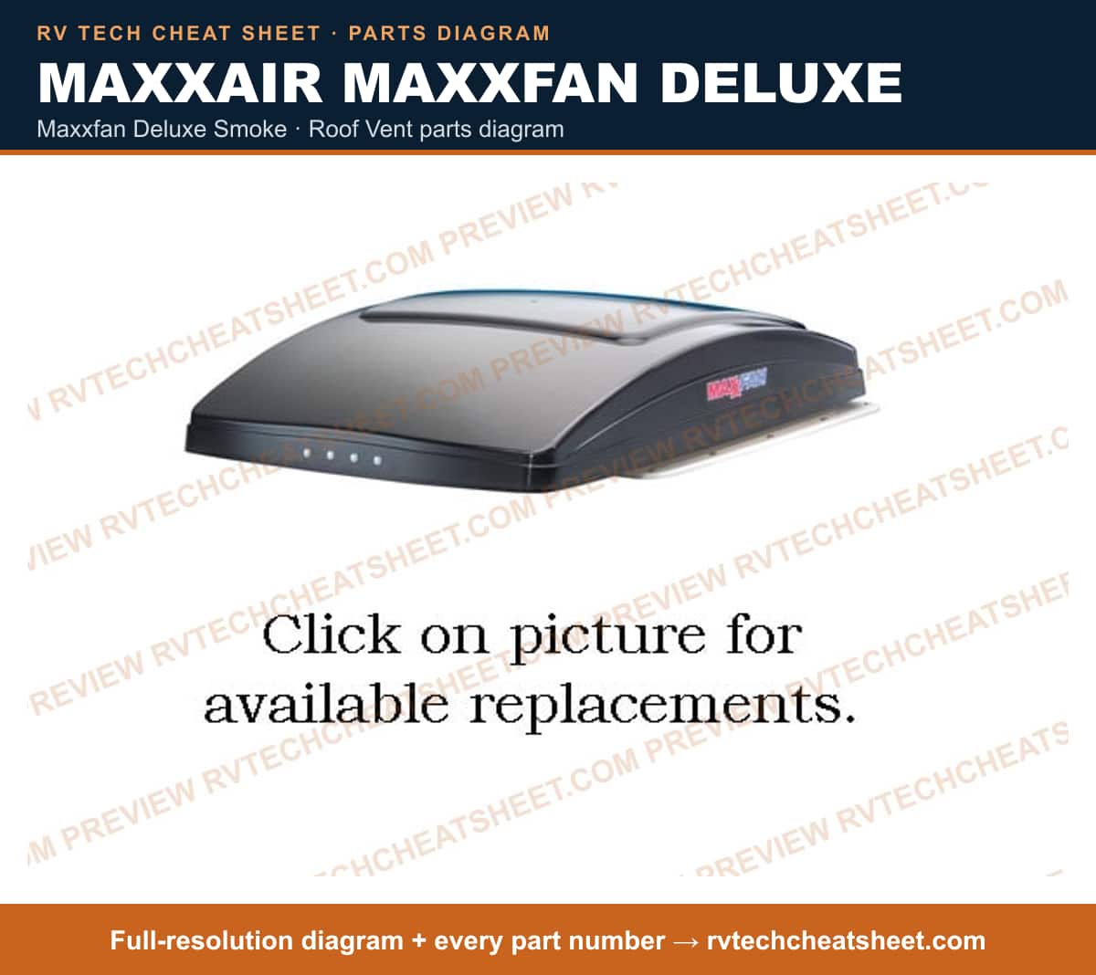 MaxxAir Maxxfan Deluxe maxxfan deluxe smoke — exploded parts diagram