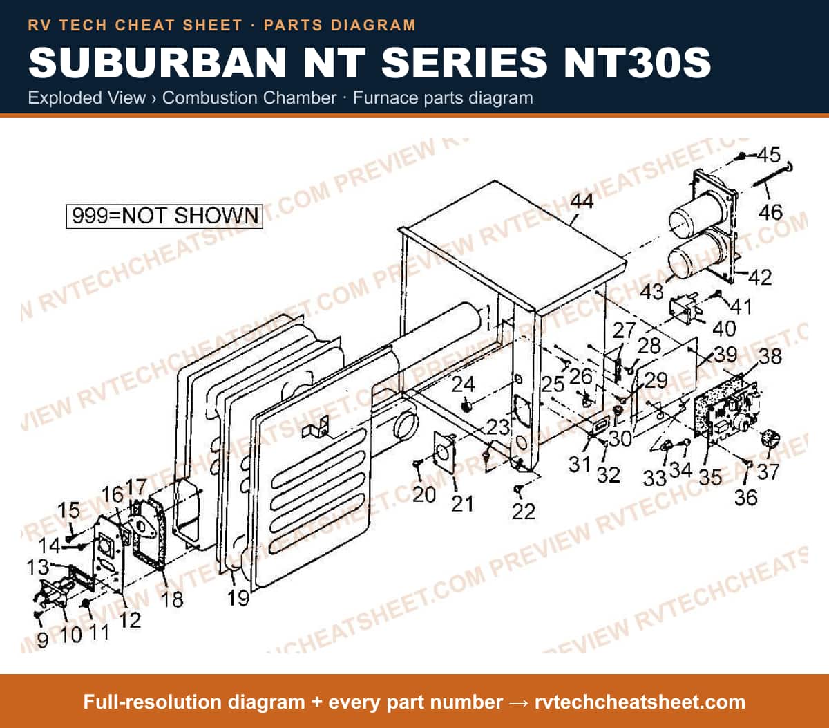 Suburban Nt Series NT30S exploded view › combustion chamber — exploded parts diagram 1 of 2