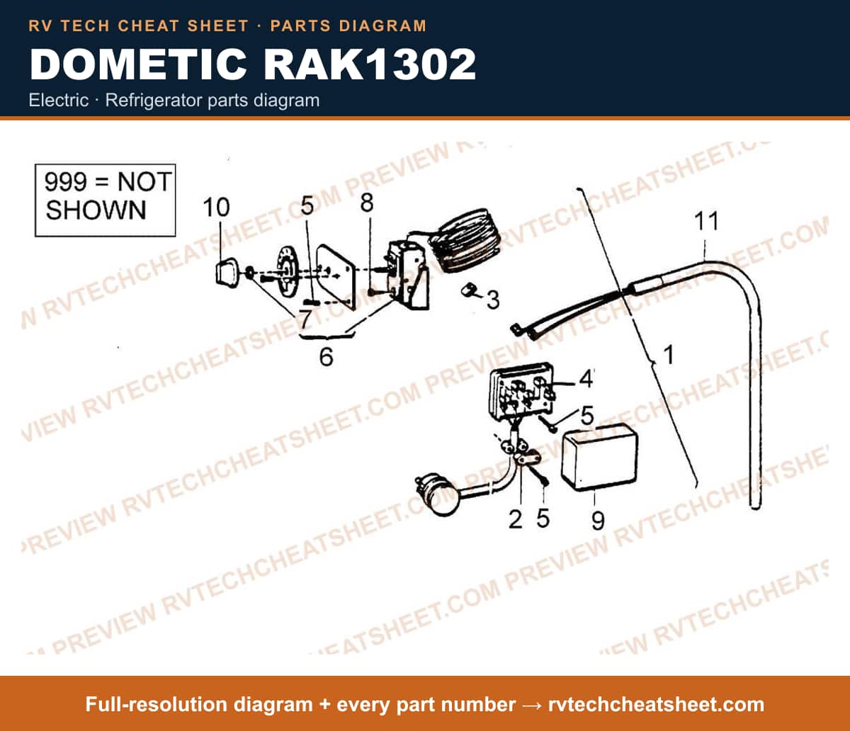 Dometic RAK1302 electric — exploded parts diagram
