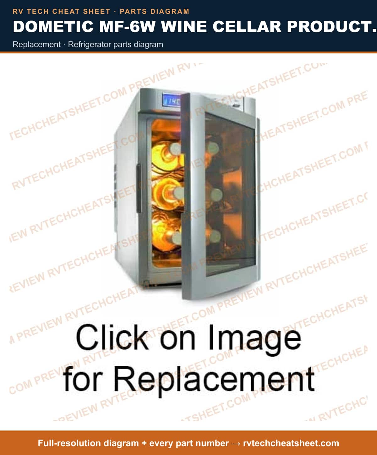 Dometic MF-6W Wine Cellar Product # 936025069 replacement — parts list sheet 2 of 2