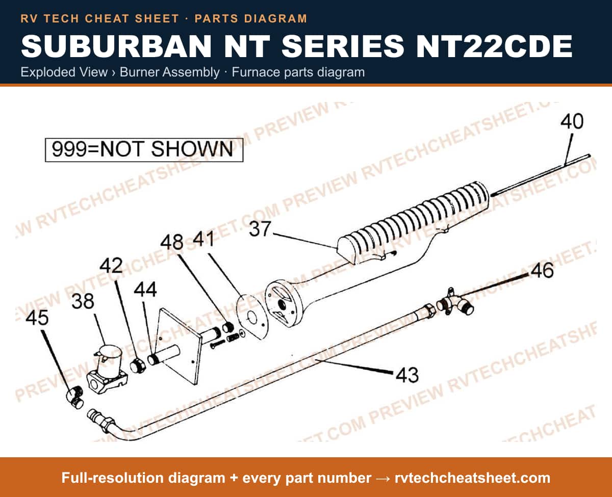 Suburban Nt Series NT22CDE exploded view › burner assembly — exploded parts diagram