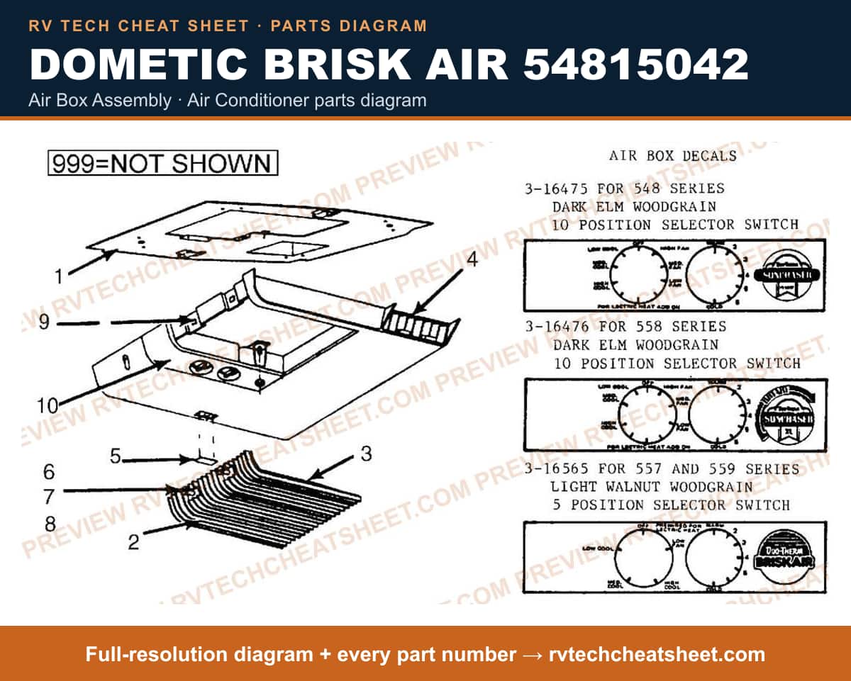 Dometic Brisk Air 54815042 air box assembly — exploded parts diagram