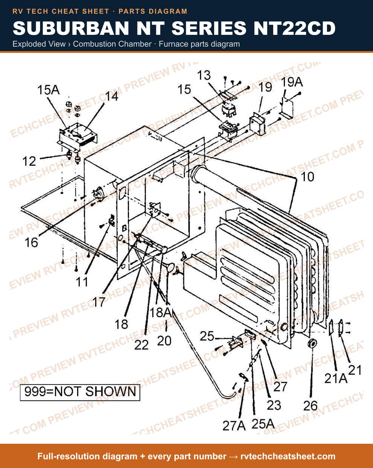 Suburban Nt Series NT22CD exploded view › combustion chamber — exploded parts diagram