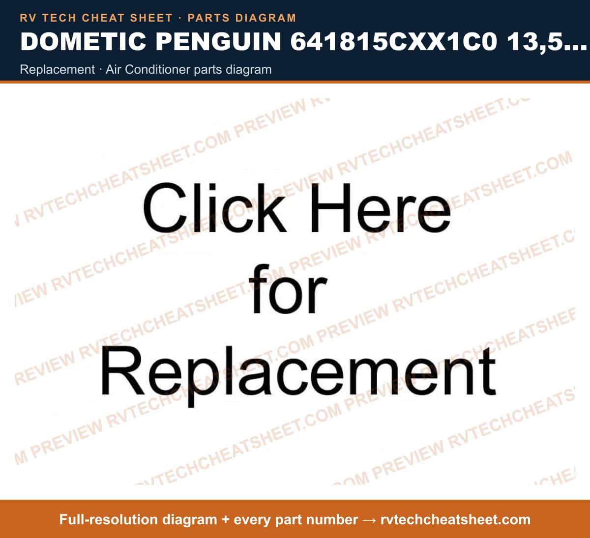 Dometic Penguin 641815CXX1C0 13,500 BTU replacement — exploded parts diagram
