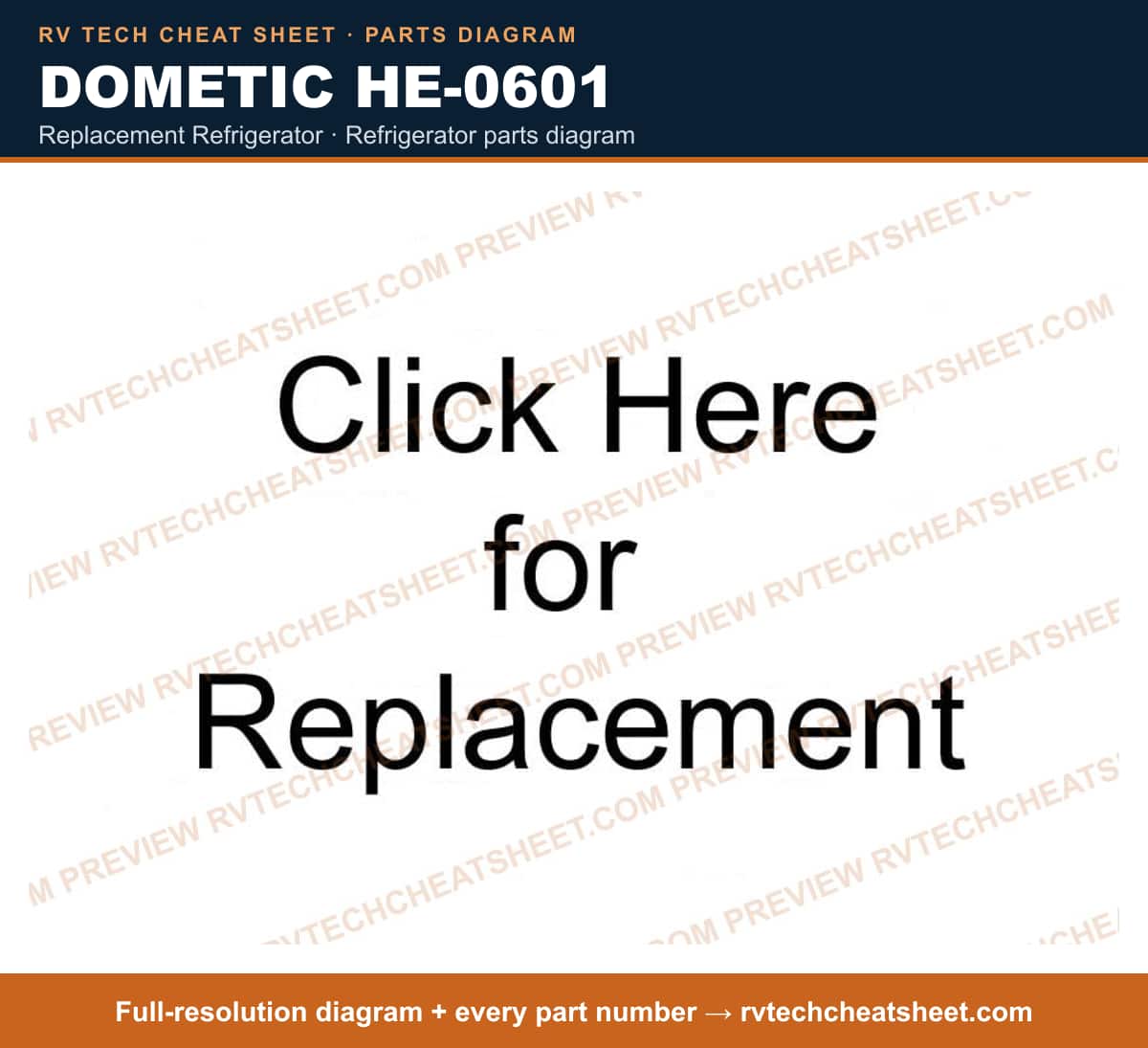 Dometic HE-0601 replacement refrigerator — parts list sheet 2 of 2