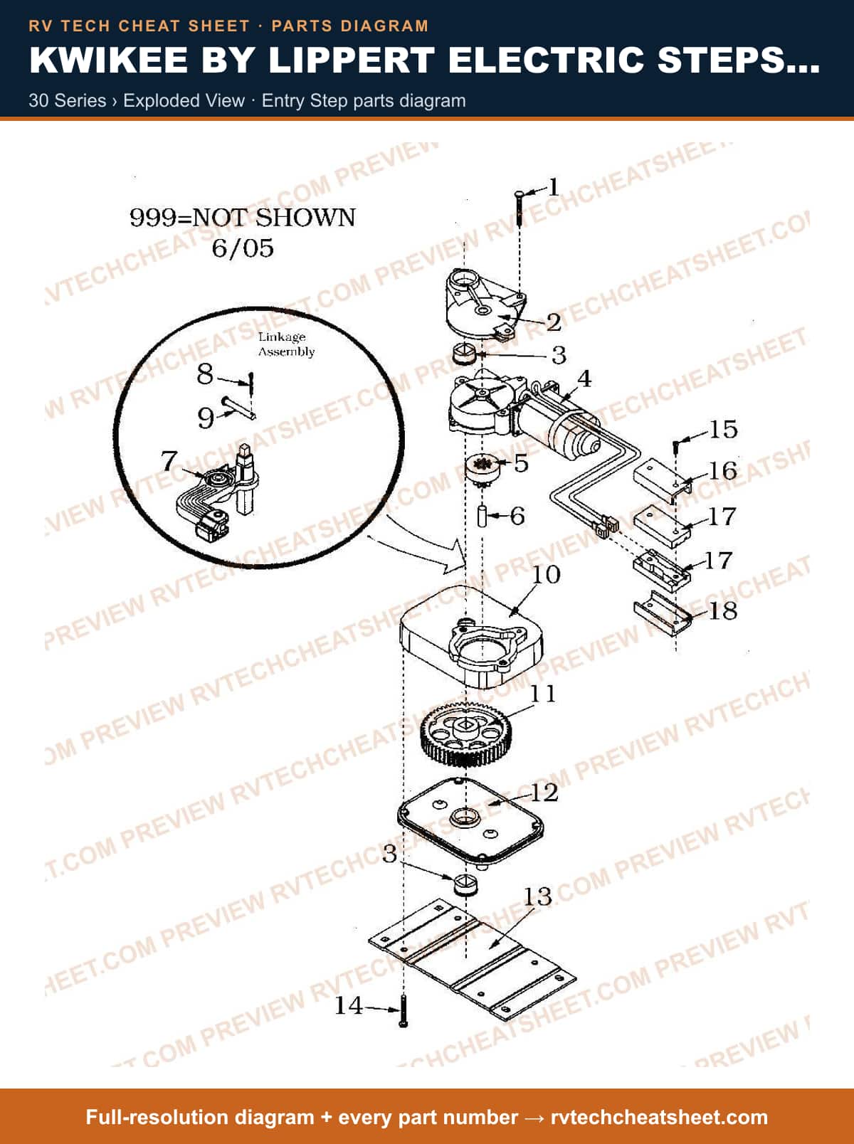 Kwikee by Lippert Electric Steps Single Step 30 series › exploded view — exploded parts diagram 1 of 3