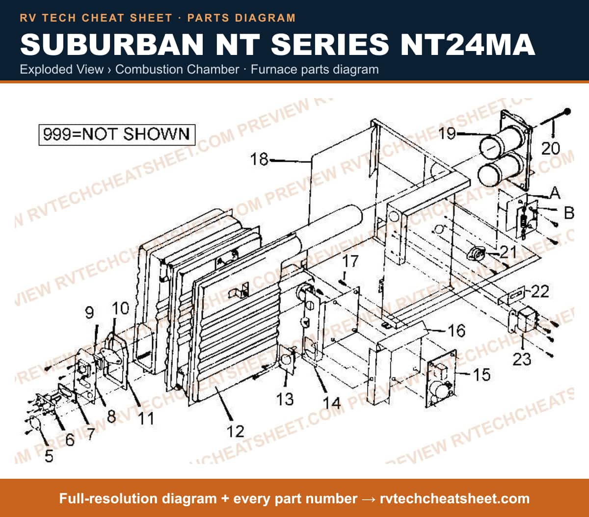 Suburban Nt Series NT24MA exploded view › combustion chamber — exploded parts diagram