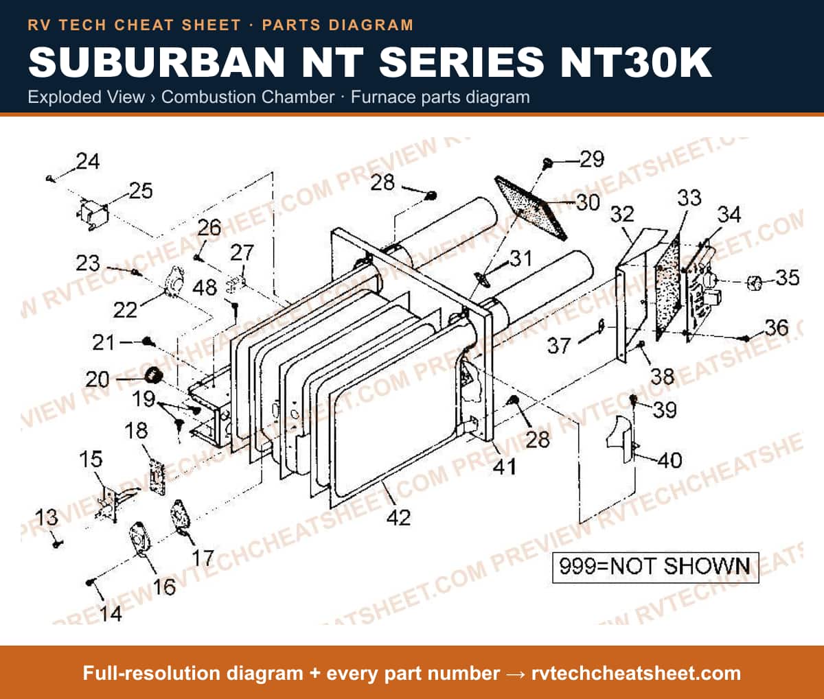 Suburban Nt Series NT30K exploded view › combustion chamber — exploded parts diagram 1 of 2