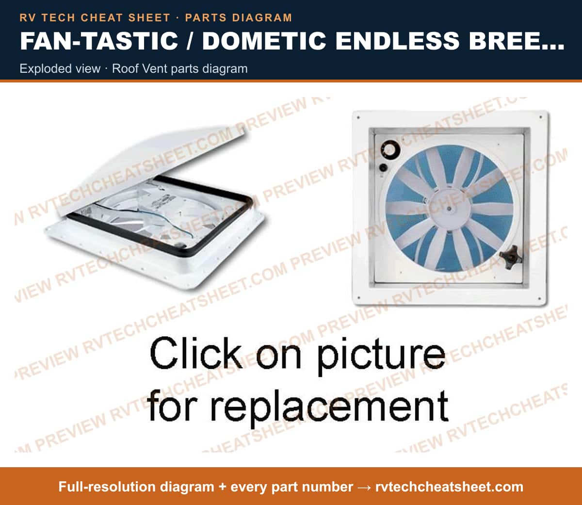 Fan-Tastic / Dometic Endless Breeze exploded view — exploded parts diagram 2 of 2