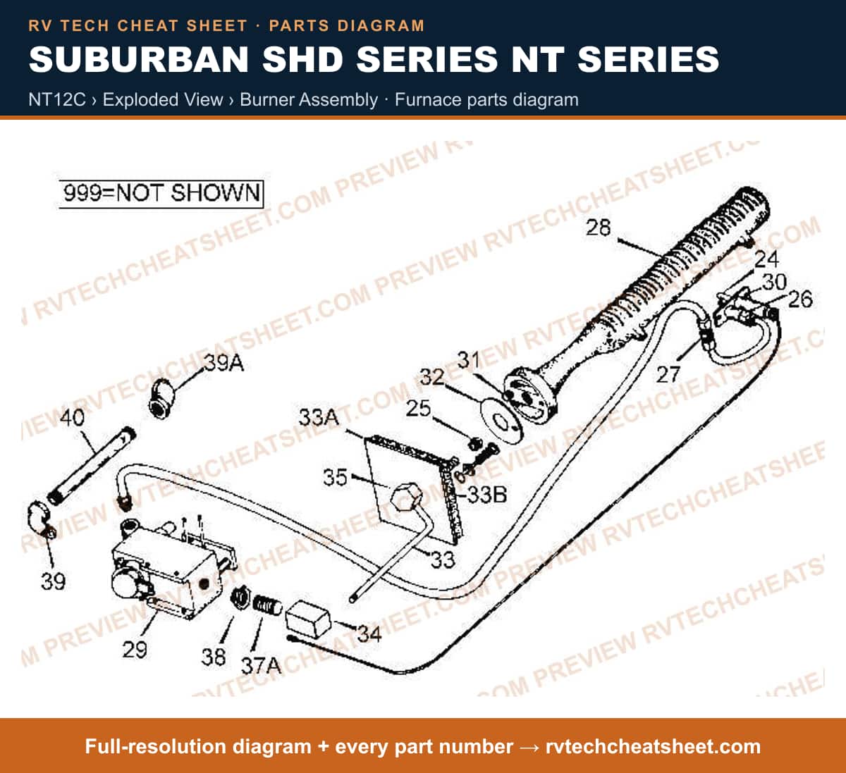 Suburban Shd Series Nt Series nt12c › exploded view › burner assembly — exploded parts diagram